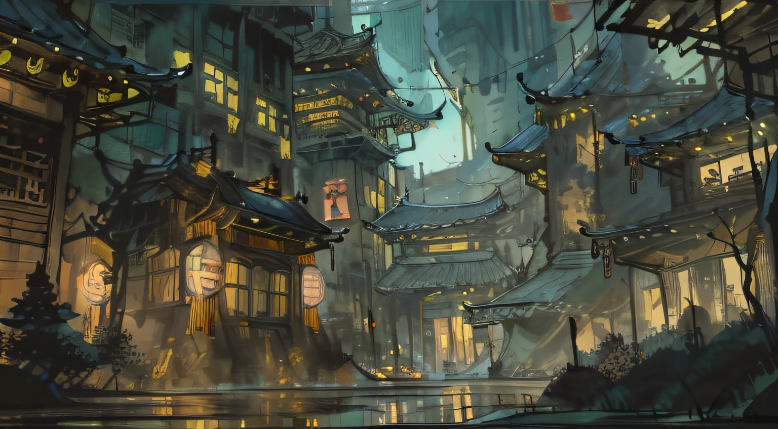 Chang 'an City,Chinese ancient style，cyberpunk,be brightly lit,Complex details,Guangying art,Conceptual scene,High image quality