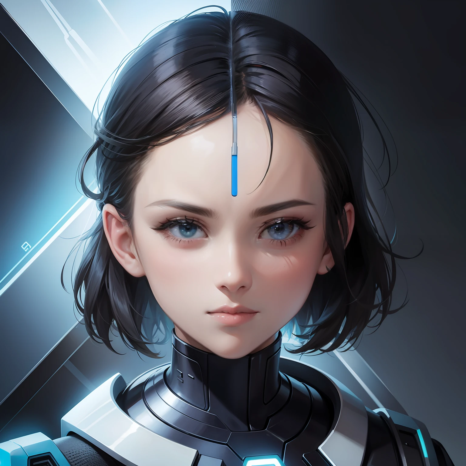 Face lines,Technologie,shoulder-length short hair