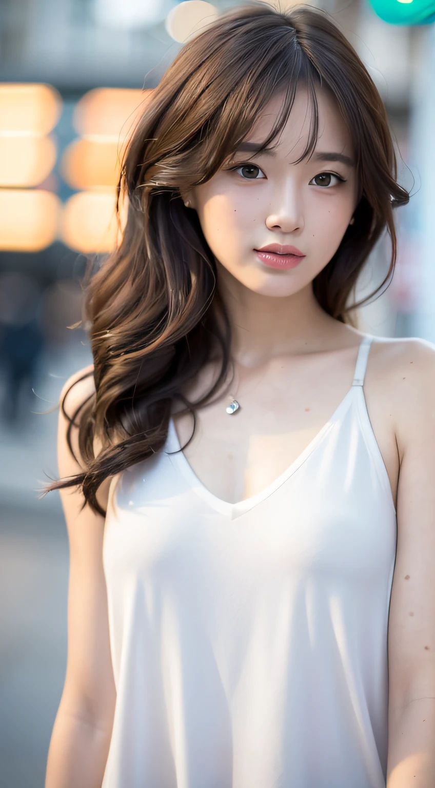 A girl holding a camera, mix4,(8k, RAW photo, best quality, masterpiece:1.2), (realistic, photo-realistic:1.37),1girl,cute,cityscape, night, rain, wet, professional lighting, photon mapping, radiosity, Physically-based rendering, gradient brunette hair, short curly hair, handsome, girly, white ball set, superb picture quality, high resolution, 1080p, (clear face), (detailed face description), (detailed hand description), (masterpiece), (exquisite CG), extreme light and shadow, messy hair, masterpiece, rich detail, (exquisite facial features), (highest image quality), (masterpiece), (detailed eyes), look forward to your eyes, delicate collarbone