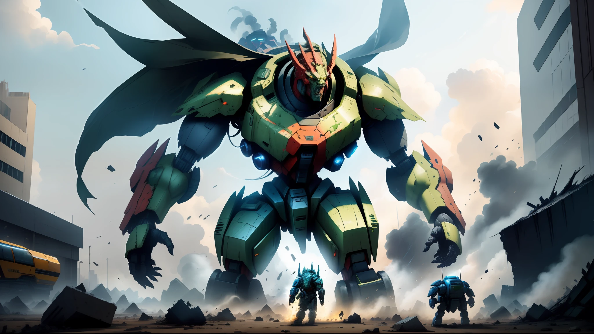 Huge monsters destroy cities and mech battles