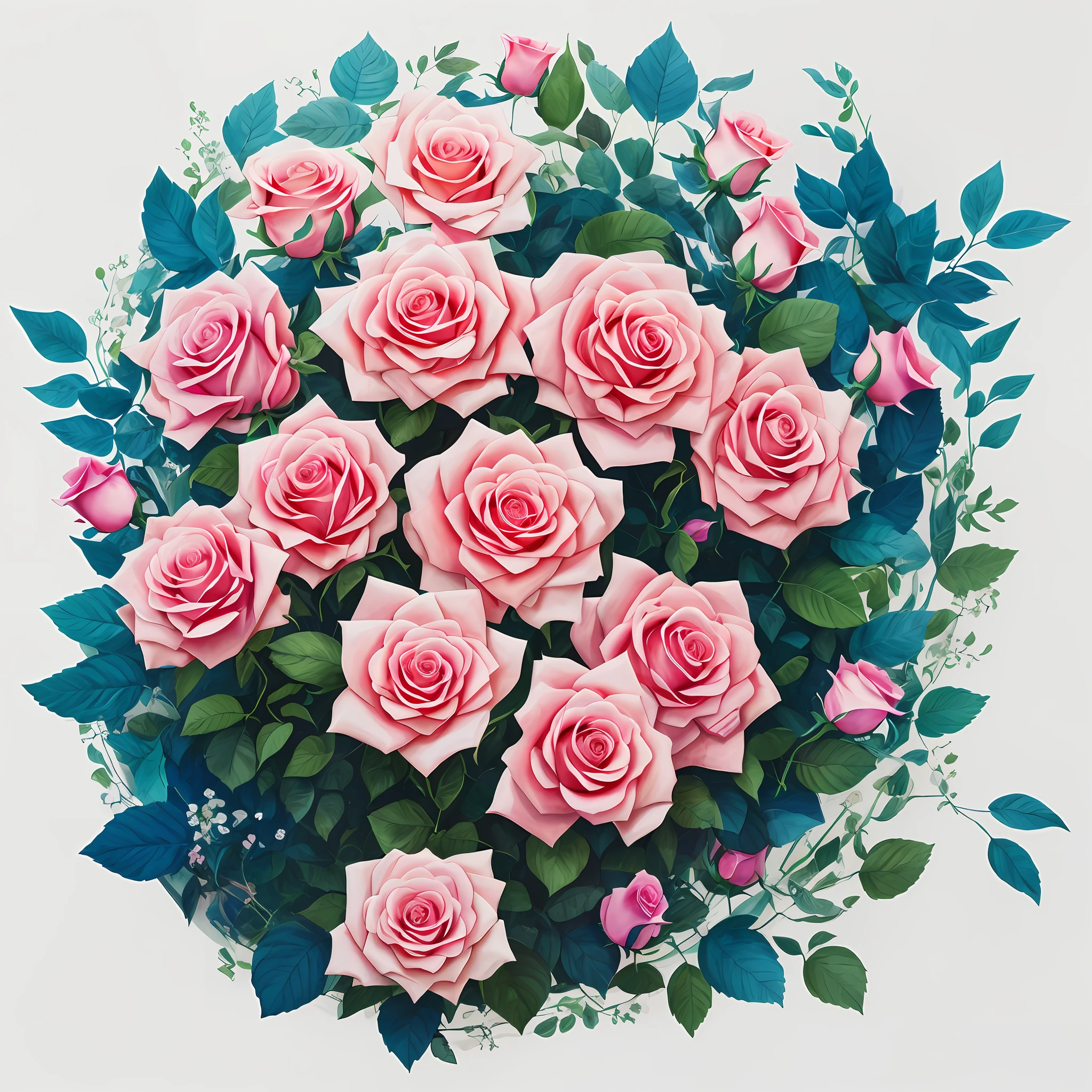 Masterpiece, Best quality, 100 pink roses form a beautiful ring,flower ring,Pink abstract,gouache painting, Fantasyart,Clear details,Rich and atmospheric,white backgrounid,Intricate details, isolated on a white background,MagazineCover,8K, --auto