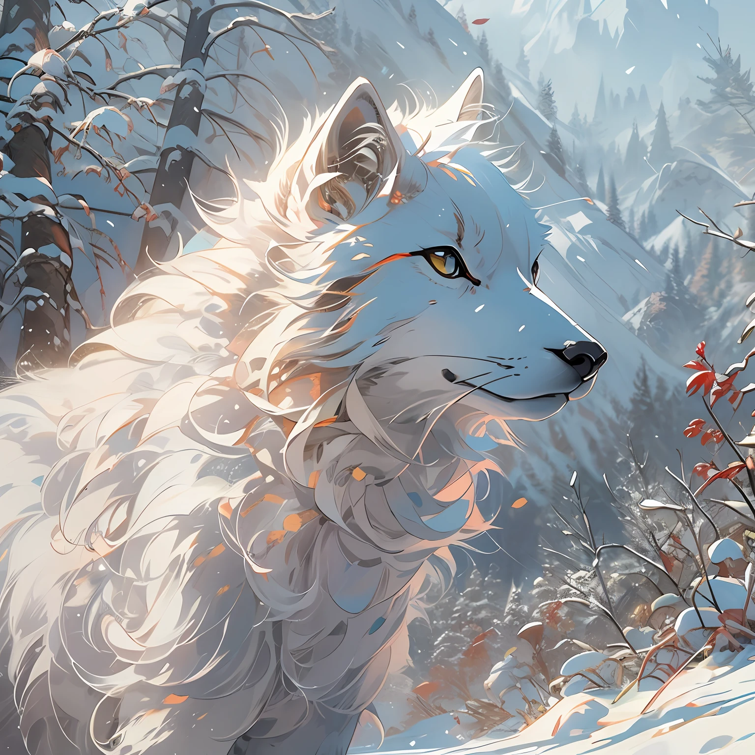 Exquisite visuals,high-definition,masterpieces, arctic wolf