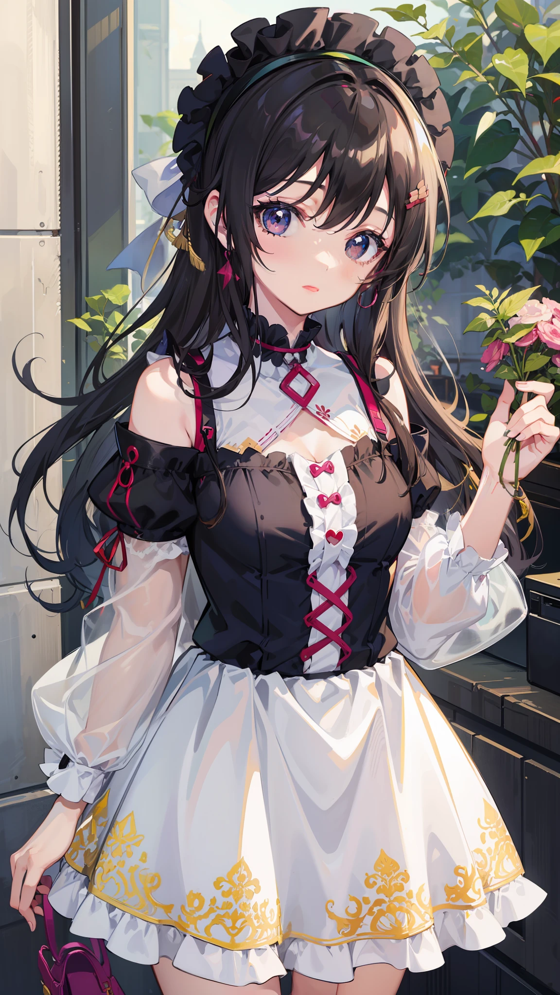 top-quality、masterpiece、1girl in、Cute anime illustration、Short dress、twilight、