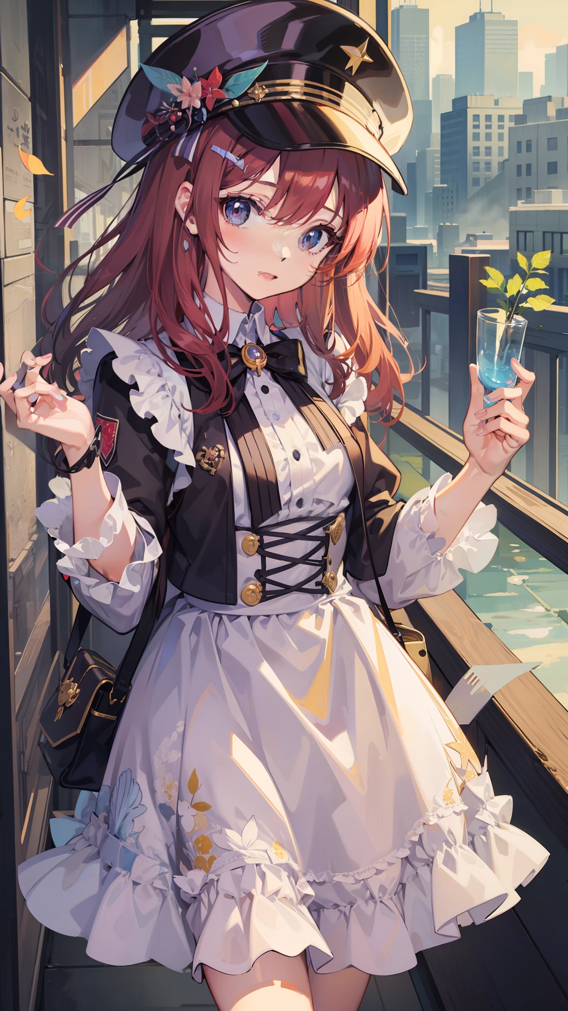 top-quality、​masterpiece、1girl in、Cute anime illustration、Short dress、twilight、