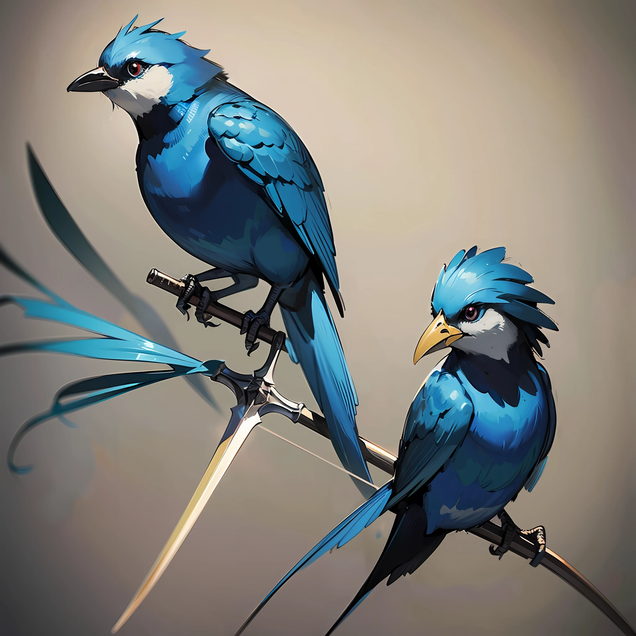 There is a blue bird with a large sword in its beak, twitter bird, Ultra-realistic images of X, sentient bird, hd artwork, style of titmouse animation, Concept Artwork, official concept art, birb, Inspired by Victor Noble Rainbow, Inspired by Edmund Xavier Kopp, Concept art, Concept art, game art!!, 2 d art, 2d art --auto
