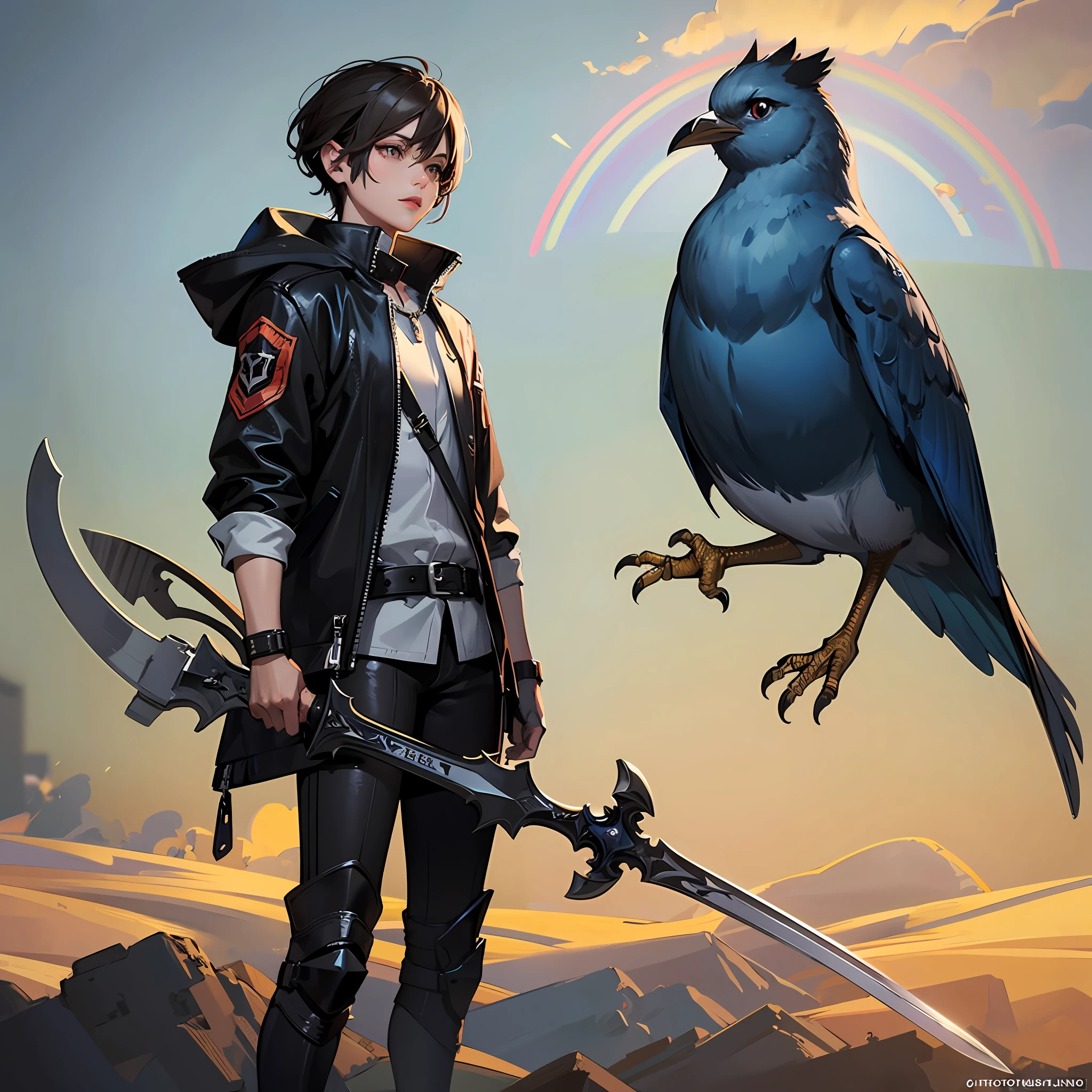 There is a blue bird with a large sword in its beak, twitter bird, Ultra-realistic images of X, sentient bird, hd artwork, style of titmouse animation, Concept Artwork, official concept art, birb, Inspired by Victor Noble Rainbow, Inspired by Edmund Xavier Kopp, Concept art, Concept art, game art!!, 2 d art, 2d art --auto