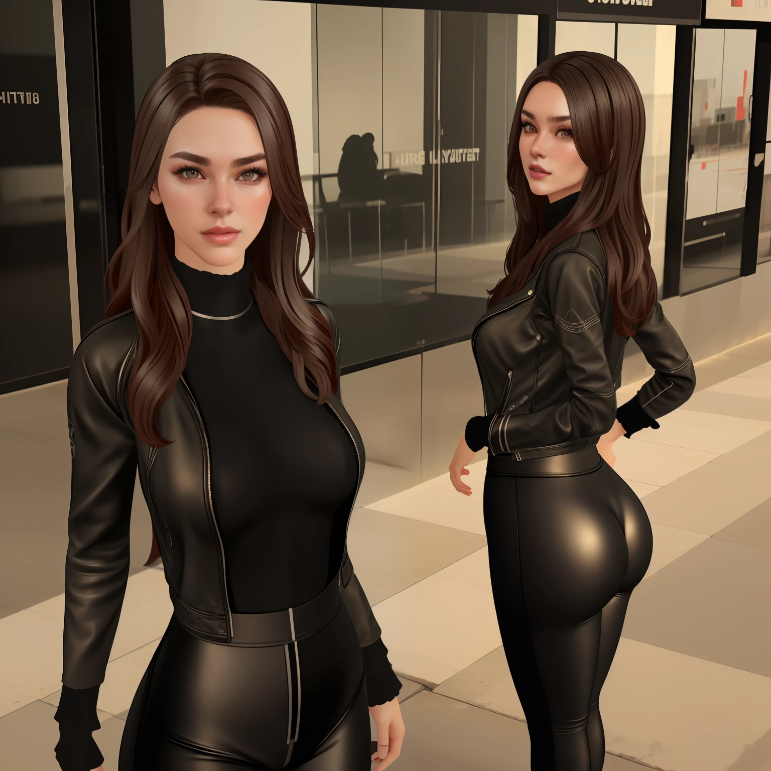 Beautiful 15-year-old girl from Japan, thin figure, brunette
symmetrical eyes, (beautifully detailed face, beautiful detailed eyes), dramatic lighting, (photo realism:1. 4), realistic, sharp focus, HD, highly complex, intricate, photography, hyperrealism, hyperrealistic, raytracing, physics-based rendering, ((8k, RAW photo, masterpiece), High detail RAW color photo, (highest quality), (best shadow), (best illustration), ultra high resolution, highly detailed CG unified 8K wallpapers), rim lighting, vivid color, post-processing, vibrant, color grading, She is in the middle of the street in a busy city, wearing a tank top and tight leggings, showing her beautiful ass and belly