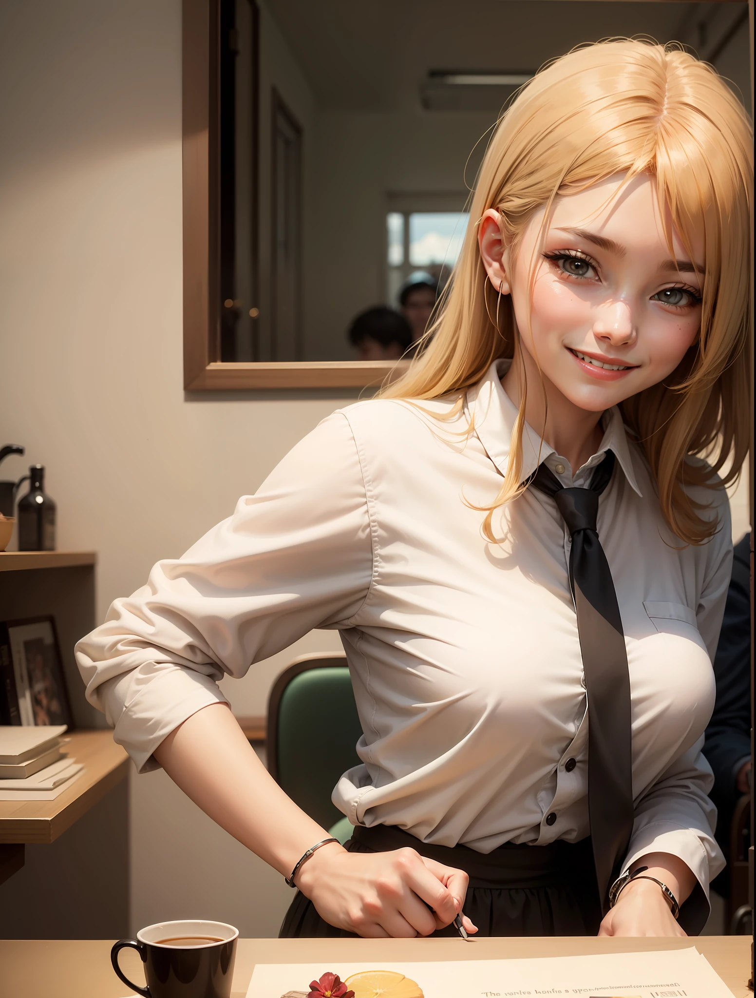 The expression is changed to a smile