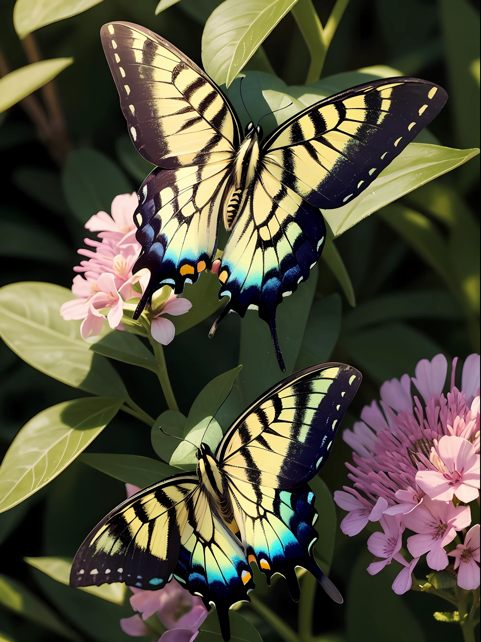 micro wildlife, swallowtail, ultra-realistic photography, summer shine,
