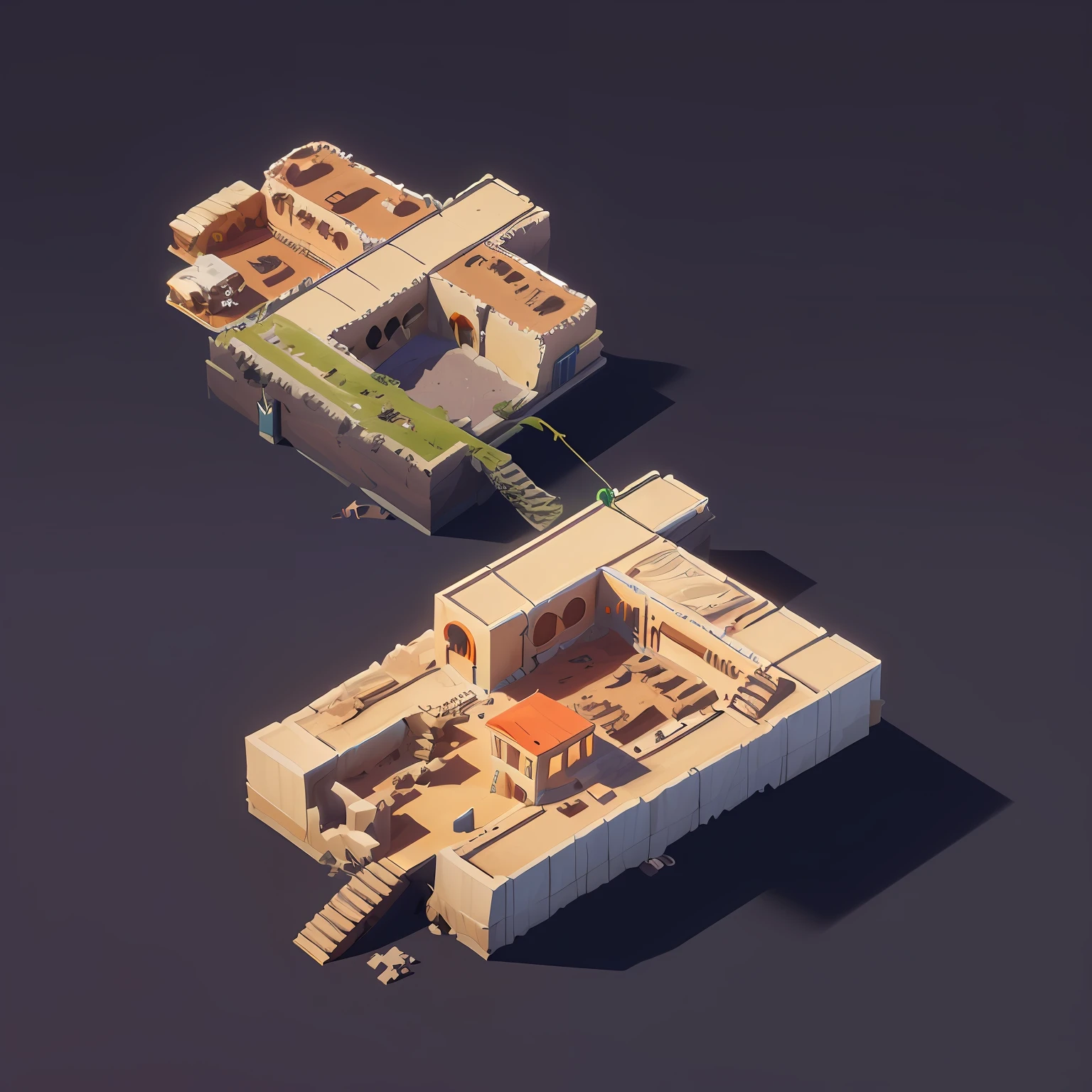 (Isometric perspective:1.5), (pixar-style:1.2), Various pits and piles of ore residues excavated in the mine, Mine caves, Mine, Waste residue, mound, Ore pile, Stones, Mining equipment, Global illumination, Ray traching, Modeling, HDR, Octane rendering, unreal render, behance, dribbble, artstation, best qualtiy, 8k，