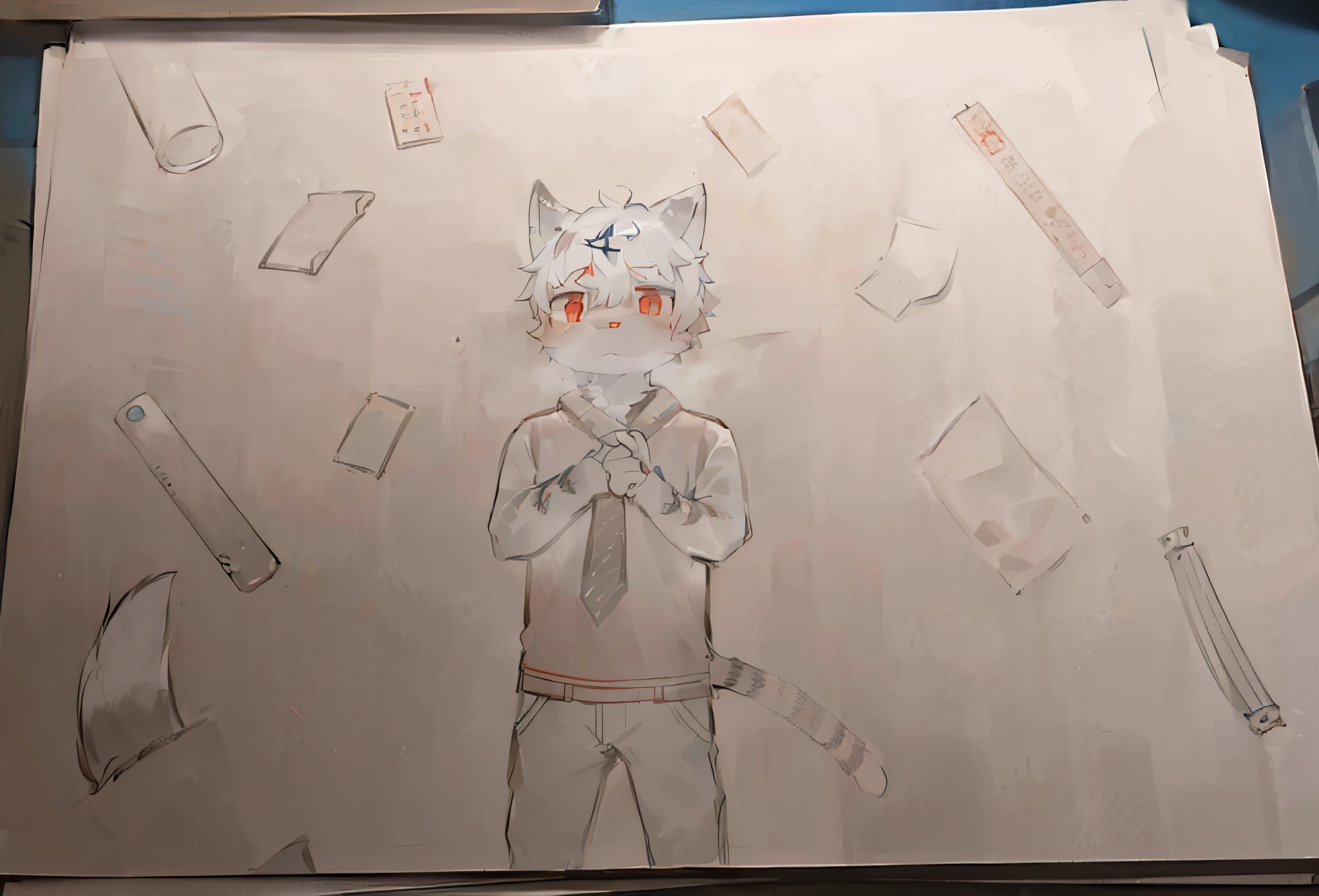 (ambiente dark:0.8),masterpiece,high quality,abstract res,digital painting\(artwork\), by dagasi, yupa,kiyosan,(anthro,fluffy fur,character focus:1.1),anthro male cat,short hair,portrait , eyes with brightness, in a panoramic view, Character focus.(detailedbackground:0.7), 独奏, shaggy, shaggy male, malefocus, anthr,(Full Body Furry, Fluffy tail, White fur, red color eyes, Gray hair:1.2), (long canines、、cloaks:1.2),(interiors、the night:1.1)