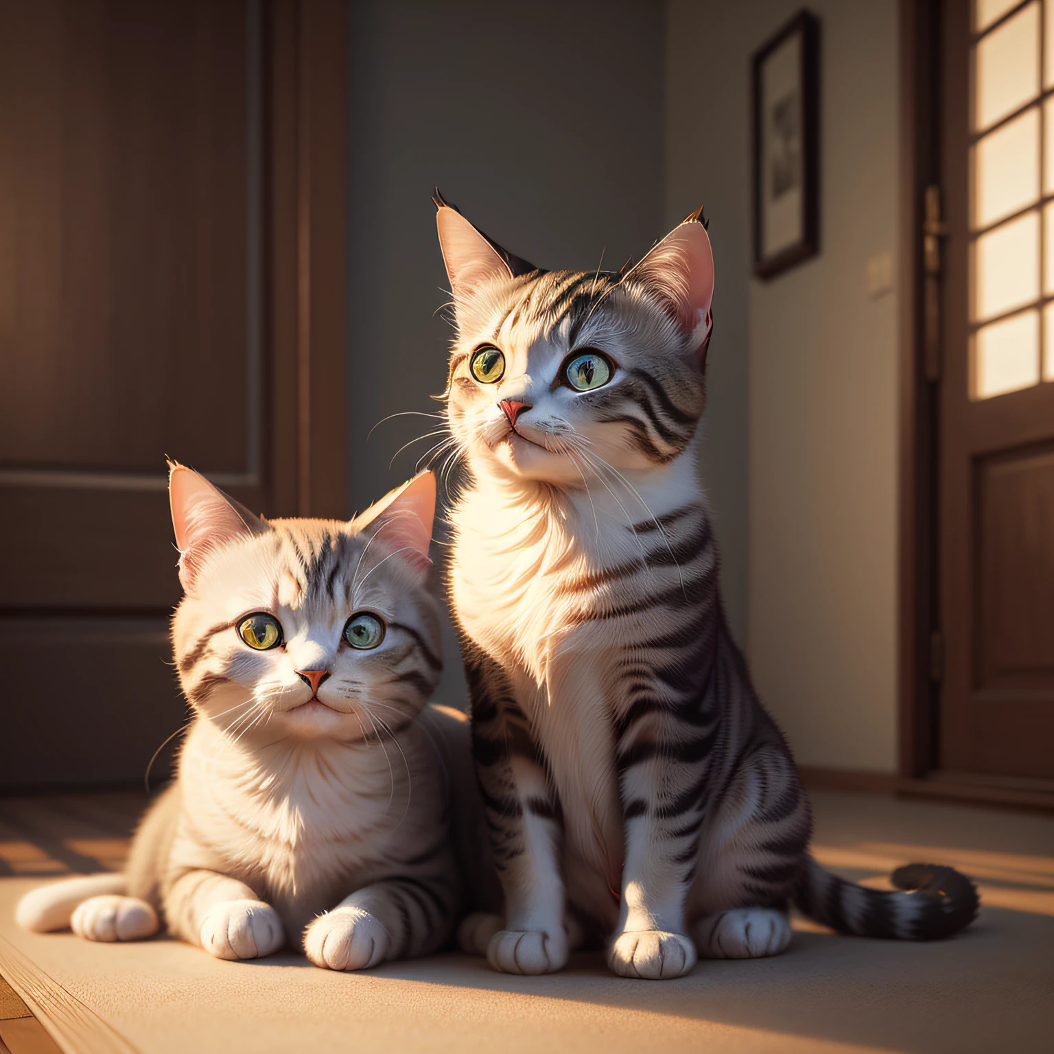 Cute cat, beautidful eyes, without humans, Realisticstyle, high quality rendering, Smooth hair, exquisite detailing, Real cats, Surrealism, high detail, super detail, high quality, high details, masterpiece, ccurate