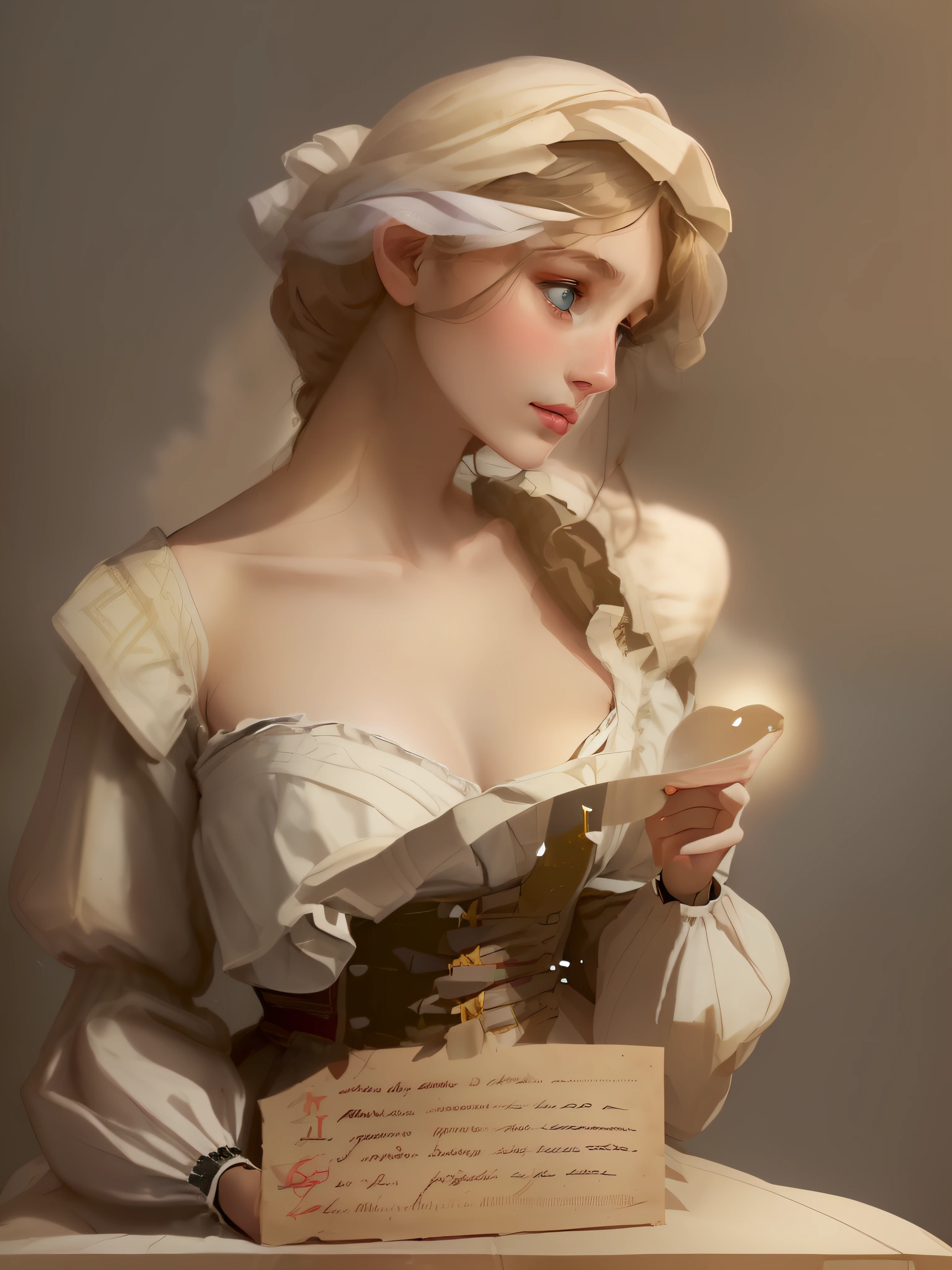 A young and beautiful woman，Wearing traditional European clothing