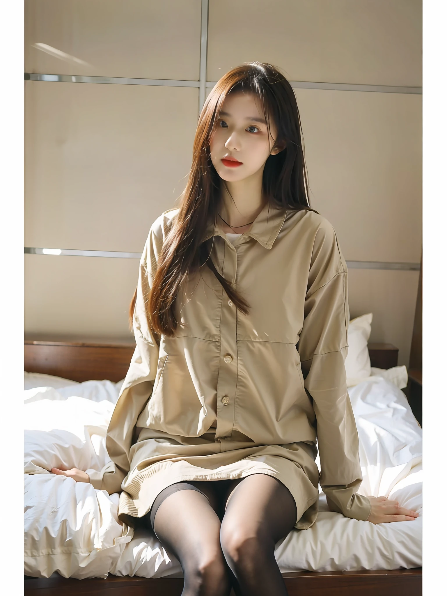 white stockings,best qualtiy,tmasterpiece,超高分辨率,(realisticlying:1.4),Teenage girl,Juvenile,Thin and light
