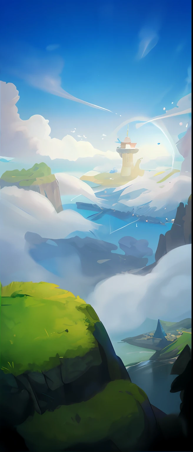 Cloud fog，Thick clouds，rich details​，Realistic light and shadow， a 3D render, Incorporates elements of Disney cartoon style.high definition detail，Hyper-detailing，Cartoony，the soft light，Deep field focus bokeh，