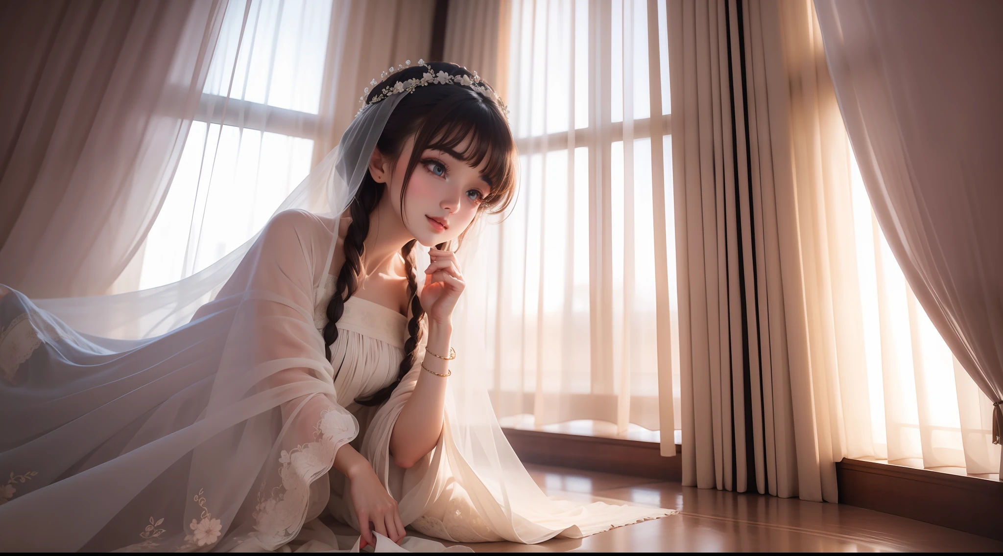 Beautiful curtains,The folds are straight,high detal,8K