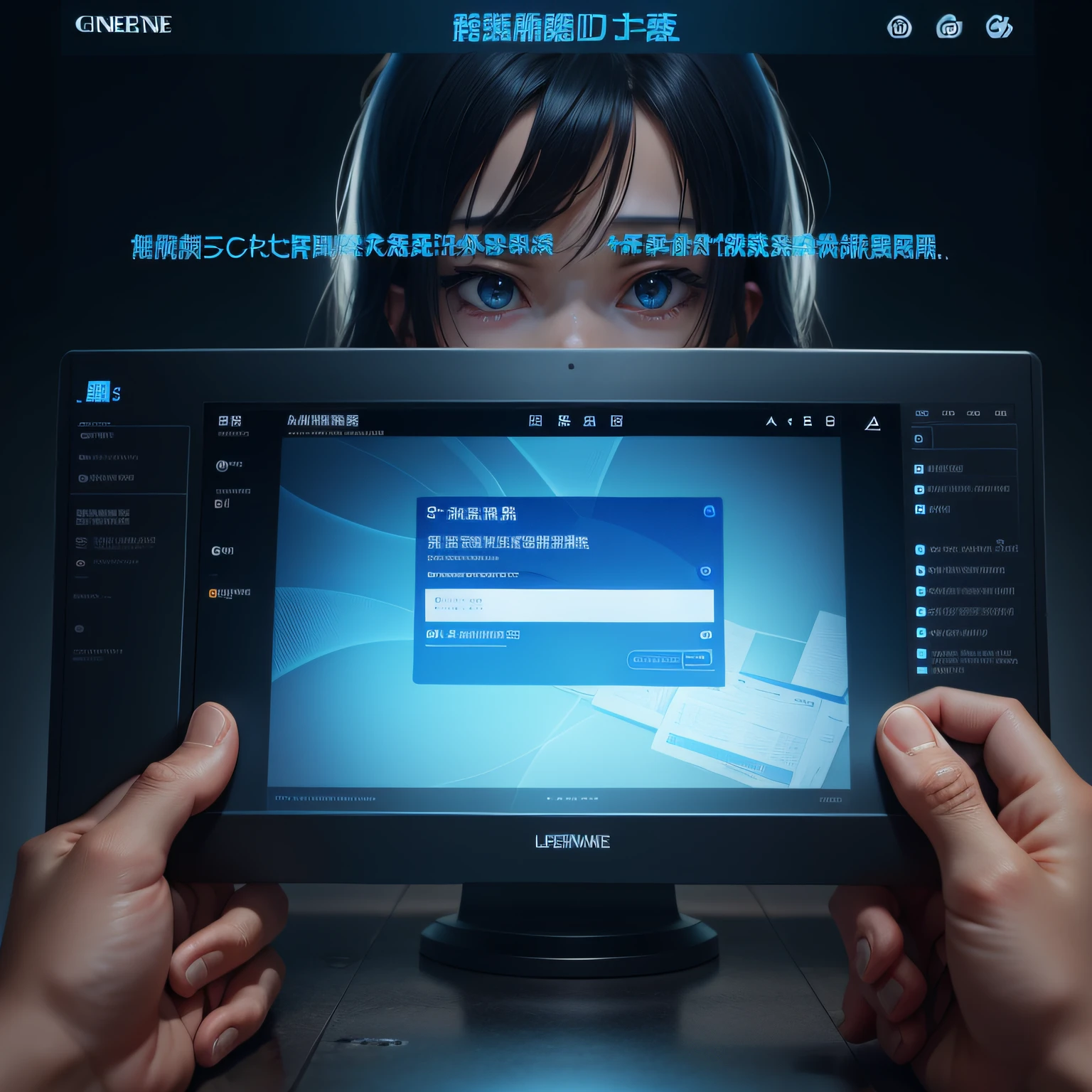 Generate a blue login image。There are the words Lean Management on it ,Bearings ,Lean management system,Background login interface