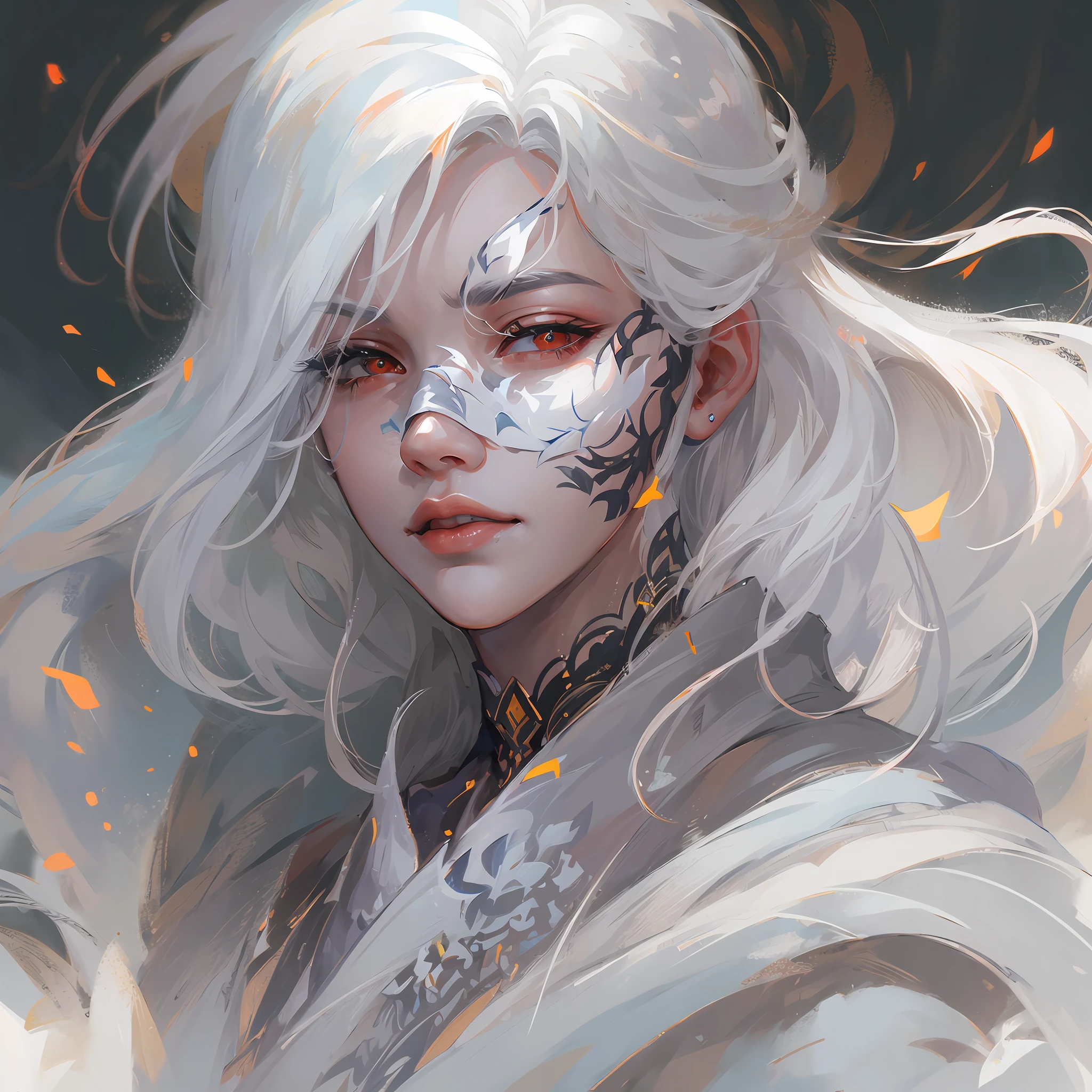 a close up of a woman with white hair and a white mask, beautiful character painting, guweiz, artwork in the style of guweiz, white haired deity, by Yang J, epic exquisite character art, stunning character art, by Fan Qi, by Wuzhun Shifan, guweiz on pixiv artstation