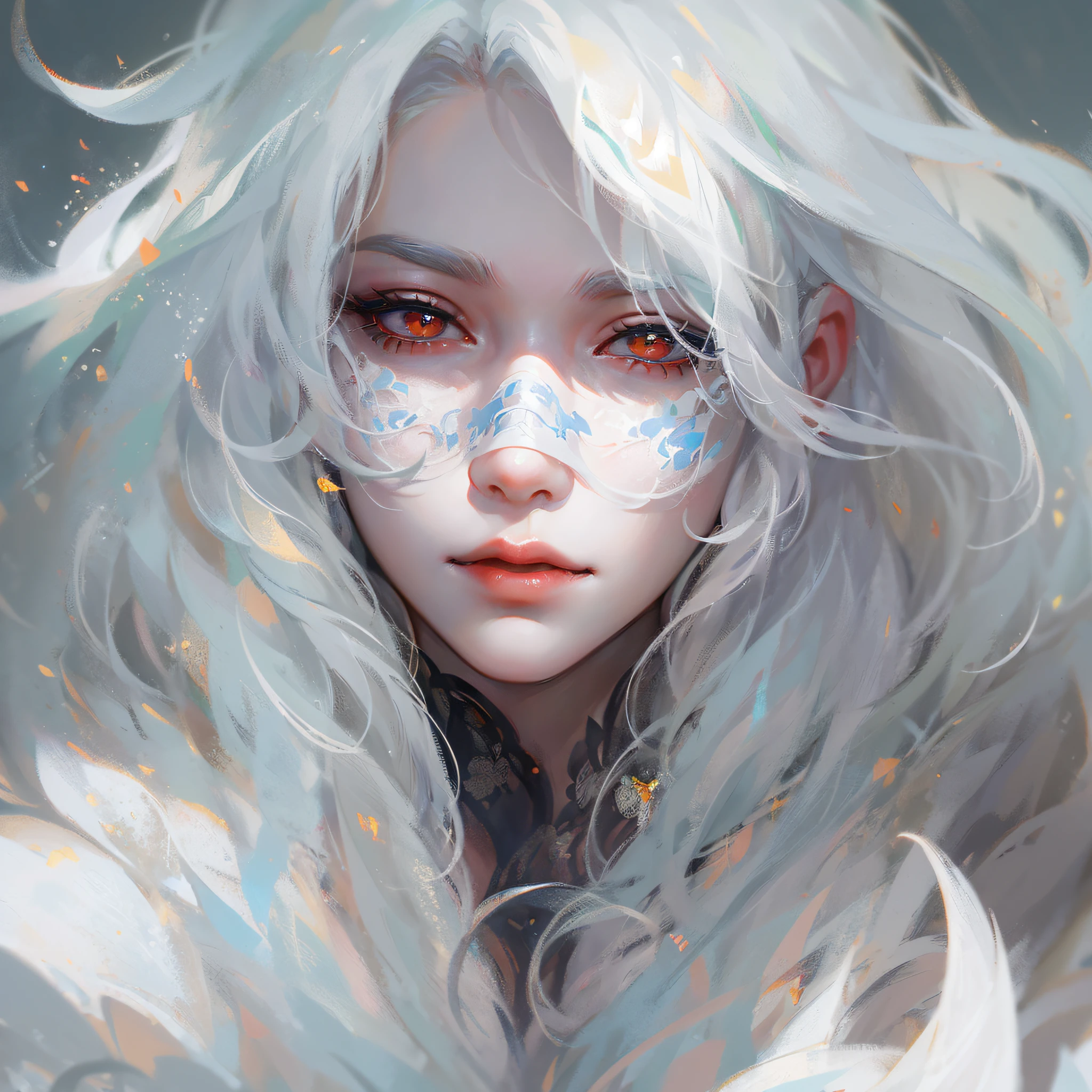 a close up of a woman with white hair and a white mask, beautiful character painting, guweiz, artwork in the style of guweiz, white haired deity, by Yang J, epic exquisite character art, stunning character art, by Fan Qi, by Wuzhun Shifan, guweiz on pixiv artstation