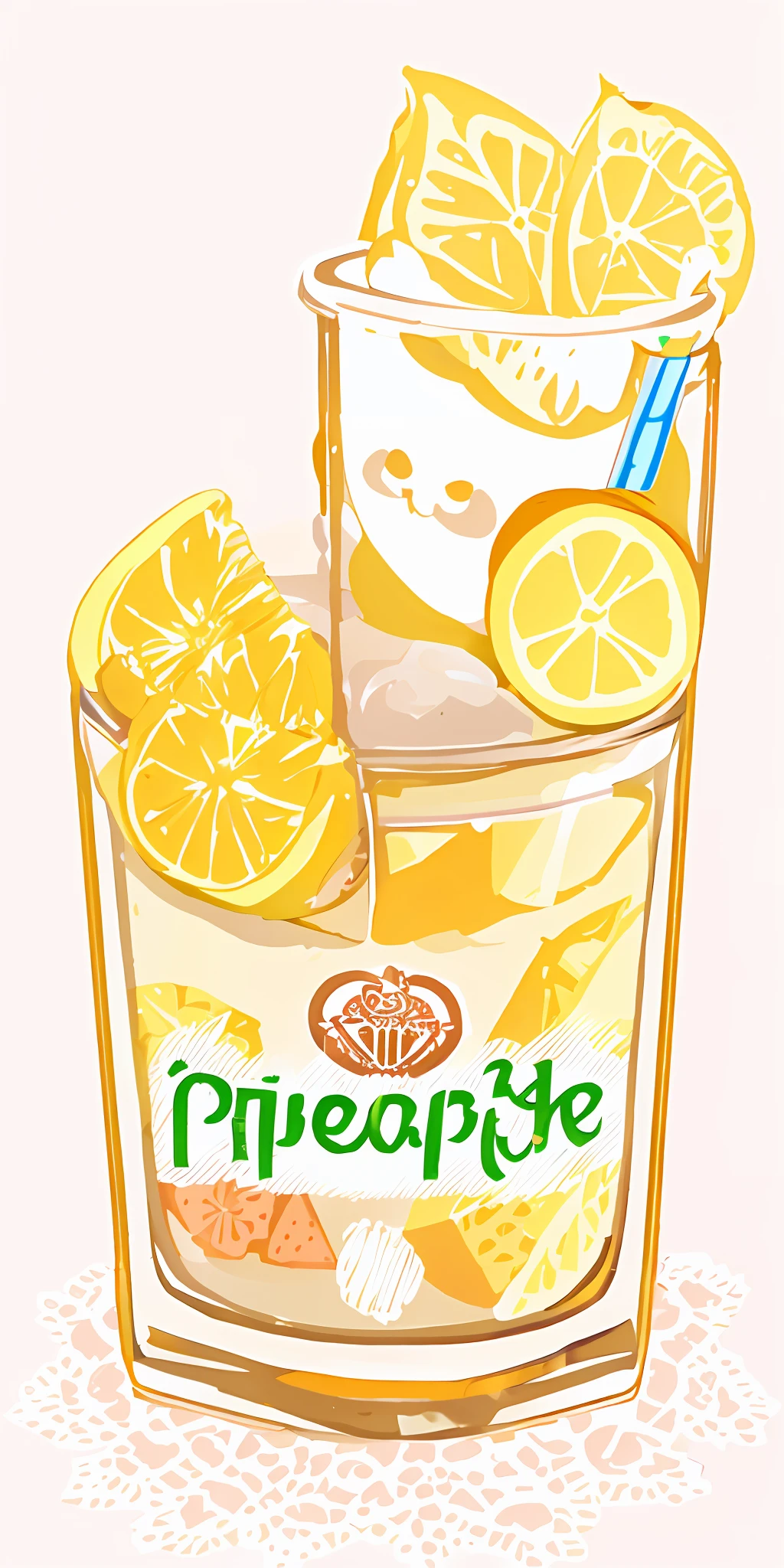 pineapples,little bear,There was a glass of pineapple smoothie with lemon wedges, 🐿🍸🍋, pineapples, cute illustration, made with illustrator, illustration line art style, made in adobe illustrator, lovely art style, slush)), cute detailed artwork, Cute detailed digital art, line art illustration, 🍸🍋, pineapples, hand painted cartoon art style, kawaii