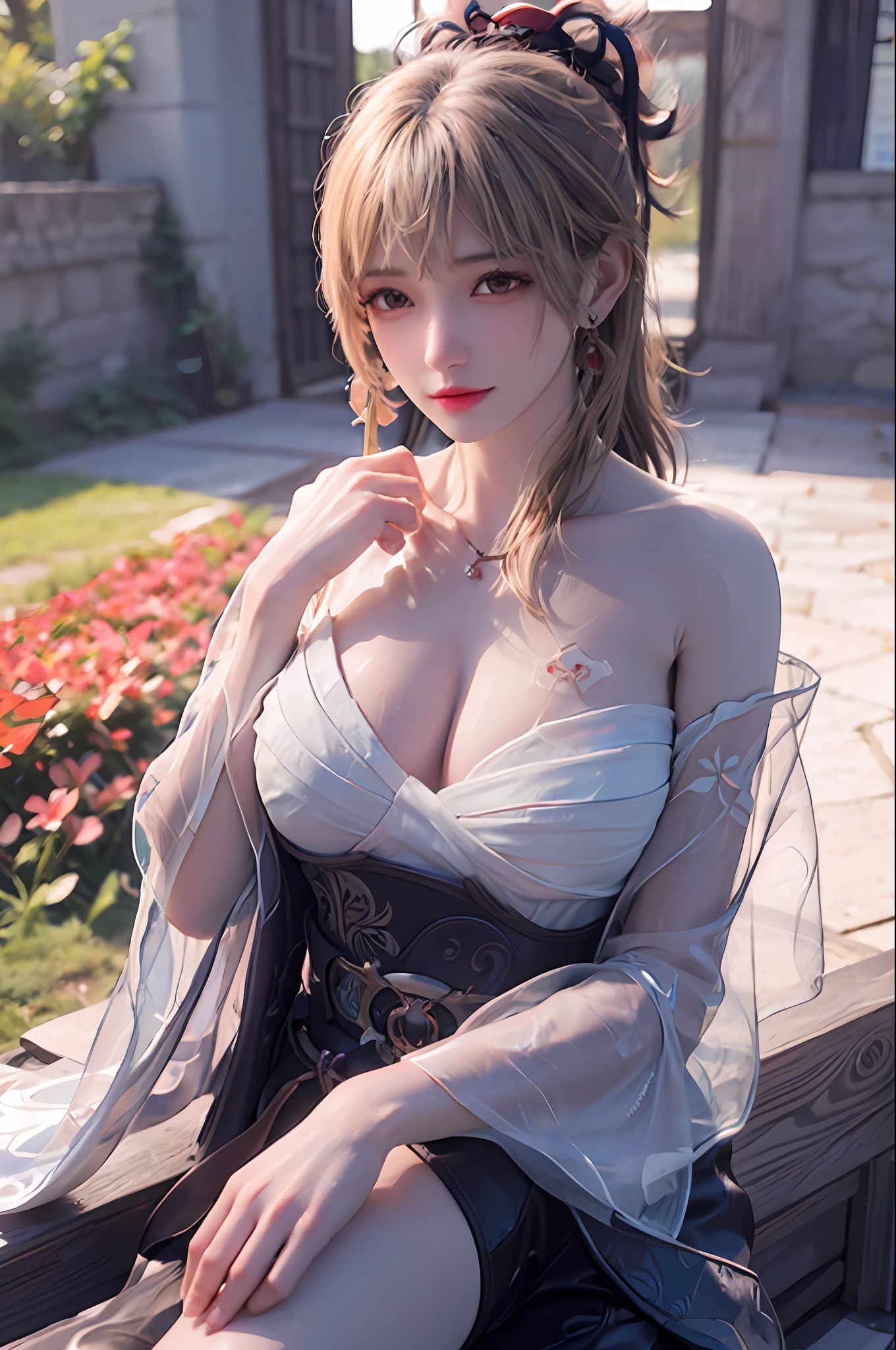 delicated best quality ,masterpiece, illustration, an extremely delicate and beautiful, extremely detailed ,CG ,unity ,8k wallpaper, Amazing, finely detail, masterpiece,best quality,official art,extremely detailed CG unity 8k wallpaper,absurdres, incredibly absurdres, huge filesize , ultra-detailed, highres, extremely detailed,beautiful detailed girl, extremely detailed eyes and face, beautiful detailed eyes,light on face,1girl, ((yoimiya/genshin impact), (Super realistic), (((blond hair))), (high ponytail), (yellow eyes), (tattoo), ((jewelry)), (slave necklace), (((describe the arm in detail))), (((Super boobs))), ((Big ass)), ((thighs)), ((Plump body)), (Big breasts), ((Plump boobs)),, (detailed description of hair), (gem earrings), ((upper body)), (Bare shoulder), ((collarbone)), ((offshoulder)), (Shiny skin), (detailed description of face), (detailed description of body), (white and translucent skin), peerless beauty, (extreme beauty), (red lips), (shy ), ( smile), ((facing the viewer)), ((facing)), ((cherry blossom)), (falling petal), ((bathrobe)), ((long sleeves)), ((wide sleeves)), water, ((the scene is water)), the water surface is reflective, (any pose), (((soaked))), ((girl submerged in water)), ((There is a lot of water on the body))