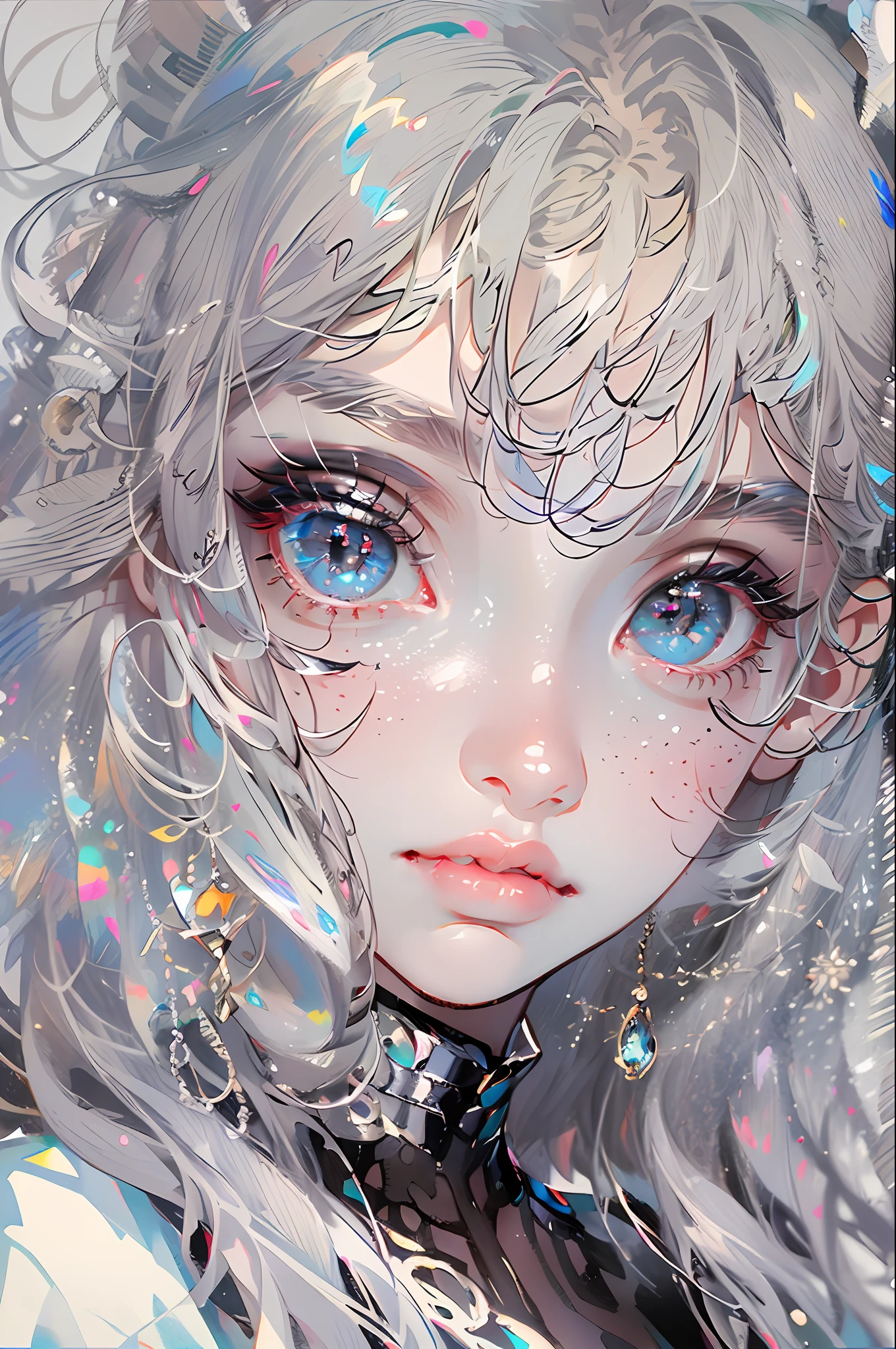 ((masterpiece, best quality, ultra-detailed, high-resolution)), solo, beautiful girl, gleaming eye, perfect eye, age 15, black white gold theme,