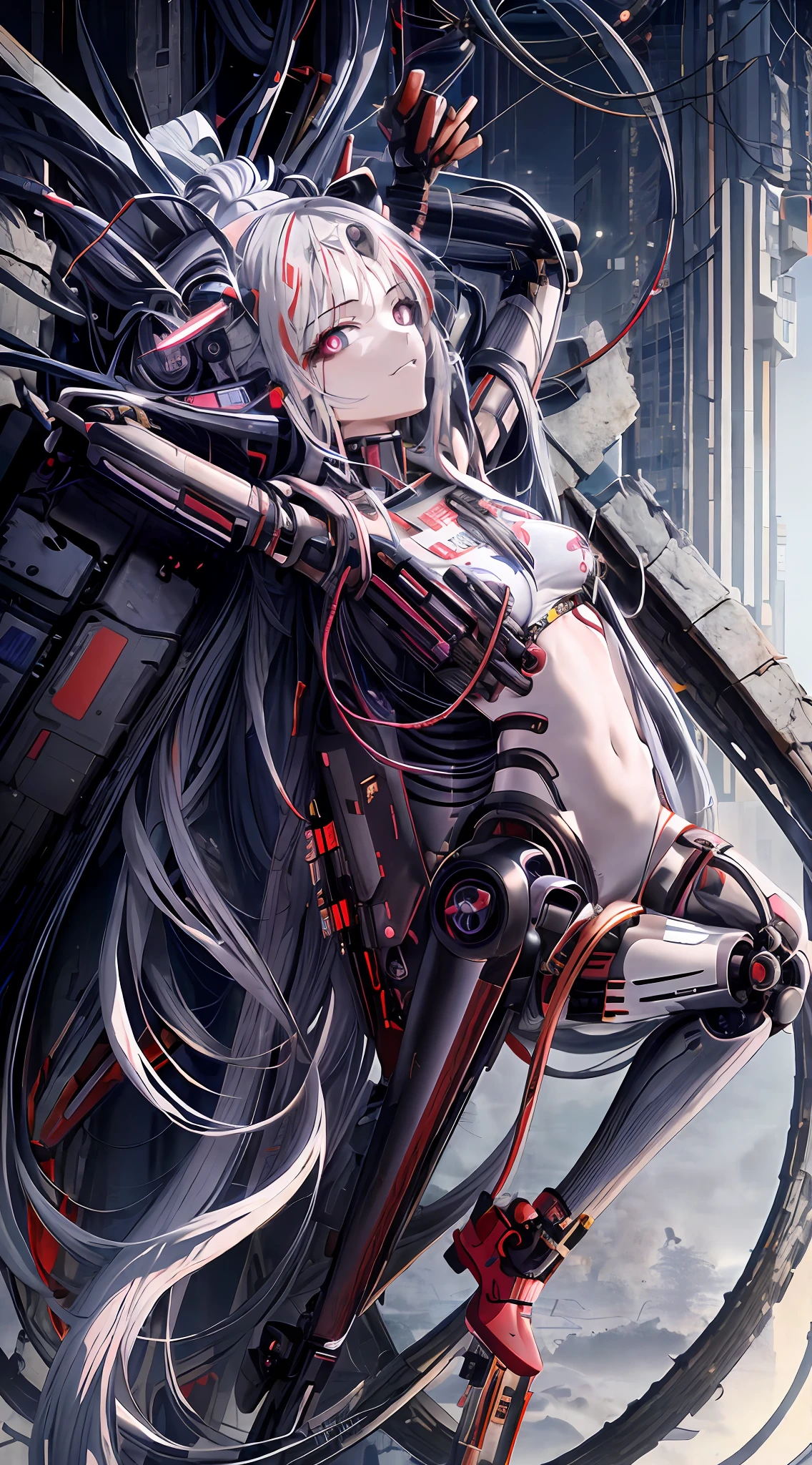 Anime girl with long hair and huge wire head, cyborg - girl with silver hair, cyberpunk anime girl mech, perfect anime cyborg woman, beautiful girl cyborg, Cyborg girl, cyberpunk anime girl, digitl cyberpunk - anime art, female cyberpunk anime girl, anime robots, Digital cyberpunk anime art, perfect android girl, Cute cyborg girl, broken beautiful female android!