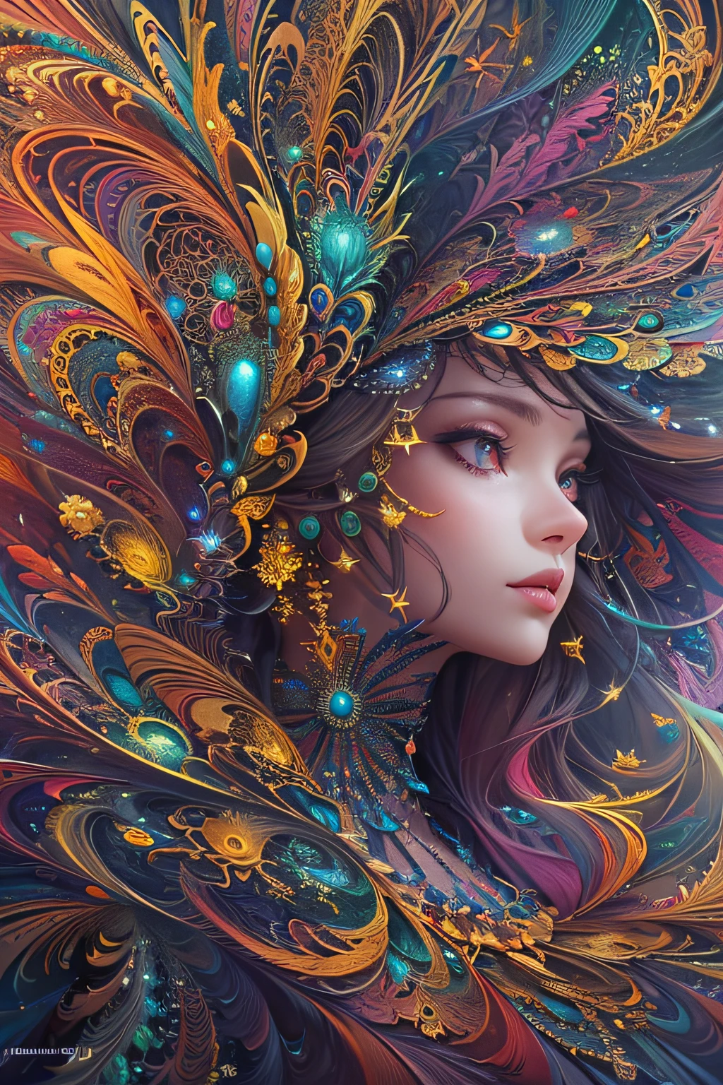 (masterpiece, top quality, best quality, official art, beautiful and aesthetic:1.2), (1girl), extreme detailed,(fractal art:1.3),colorful,highest detailed