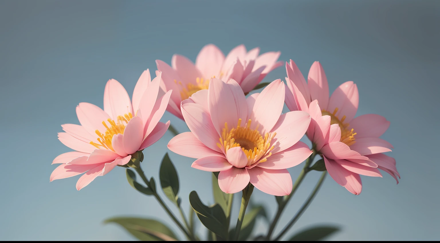 Pink flowers,Blue background,Simple,Eau