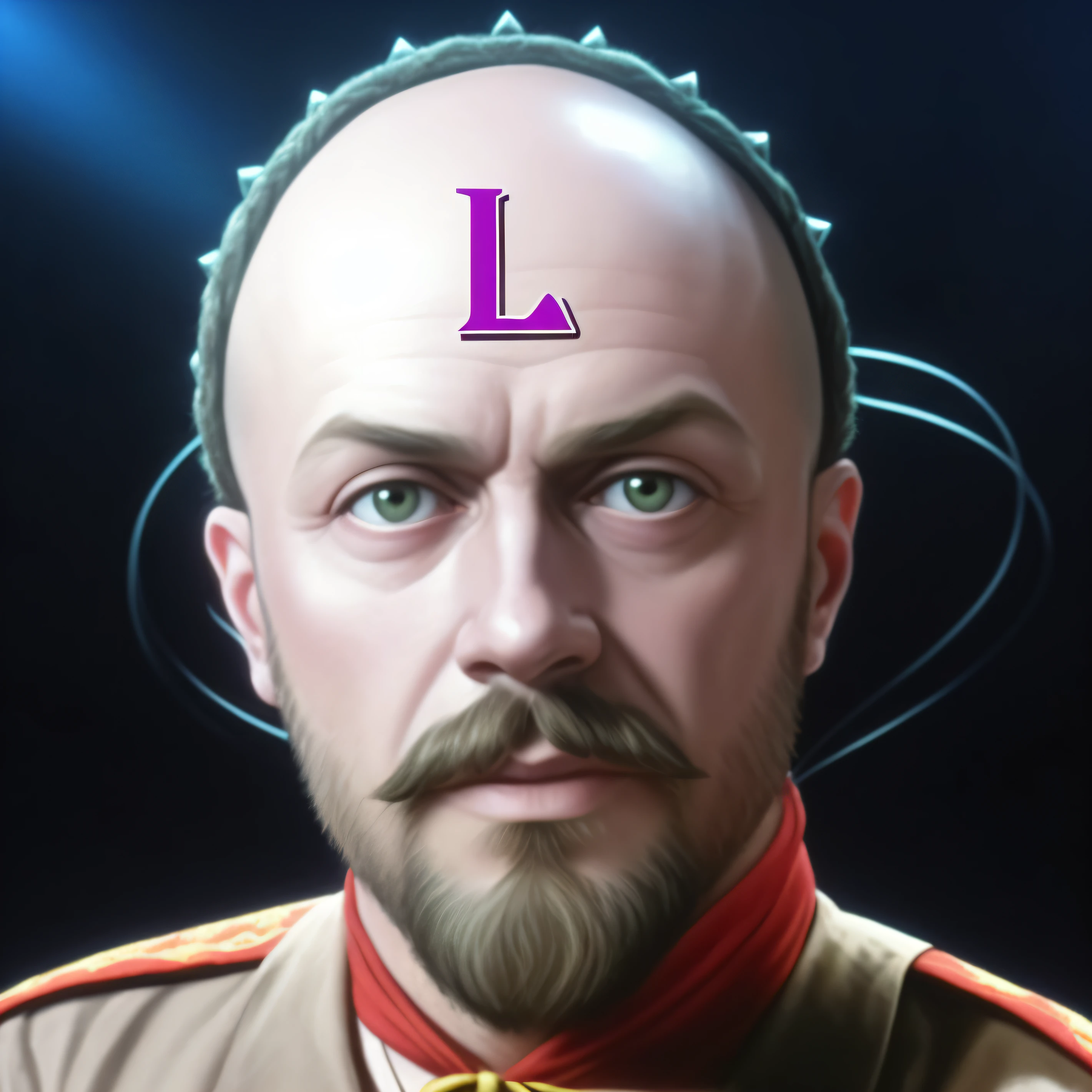 Close-up of a man with a beard and headband, Inspired by Rajosh Wajda, inspired by Leo Leuppi, twitch streamer / gamer ludwig, lsd face, paul laffoley, Veriel, ! baron harkonnen!, Vladimir Lenin, Laszlo, Lenin, leonid, Inspired by Leon Kaplinski, slavic!!!