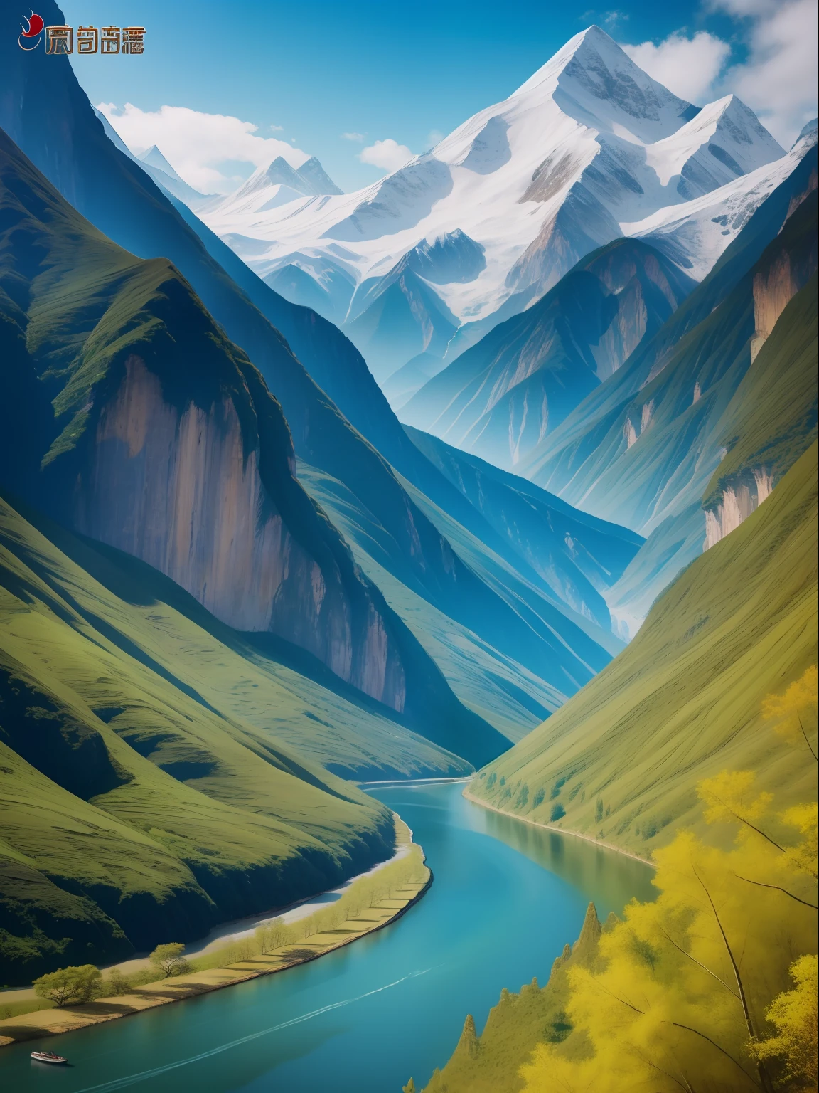Chinese big breasts,Magnificent mountains and rivers,small detailed,realisticlying,cinematic ligh,ultra real photo,8K UHD,Digital SLR,winning artwork