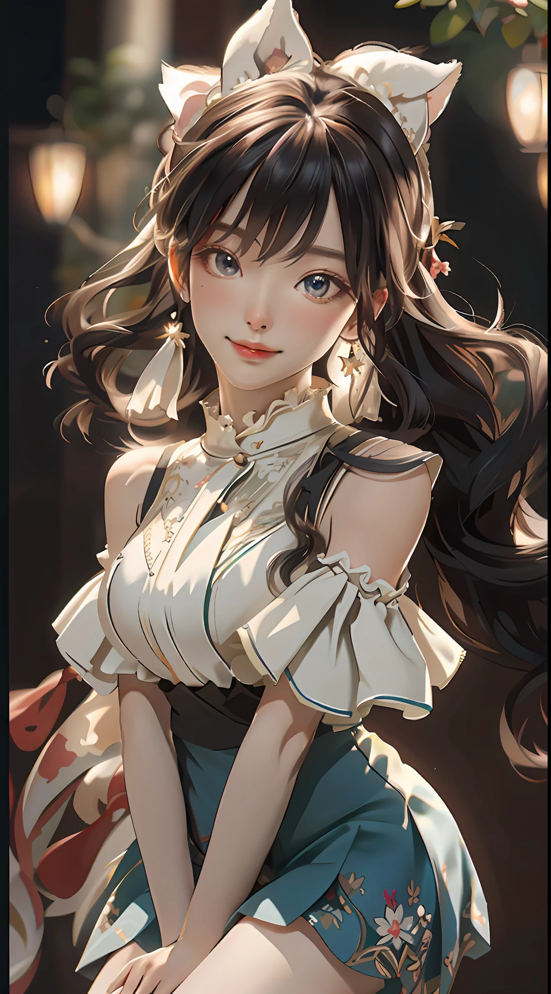 （down view），dynamic angle，ultra - detailed，illustratio，closeup cleavage，Looking directly at，1girll，（（souryuu asuka langley，cropped shoulders，short  skirt：1.4，White-haired girl）），Her eyes shone like dreamy stars，（Glowing eyes：1.233），（beautiful and detailed eye：1.1），（expressiveless，Keep your mouth shut），（standing on your feet），（the night：1.2），Dream-like，[[Delicate fingers and hands：0.55]：：0.85]，（detail finger），