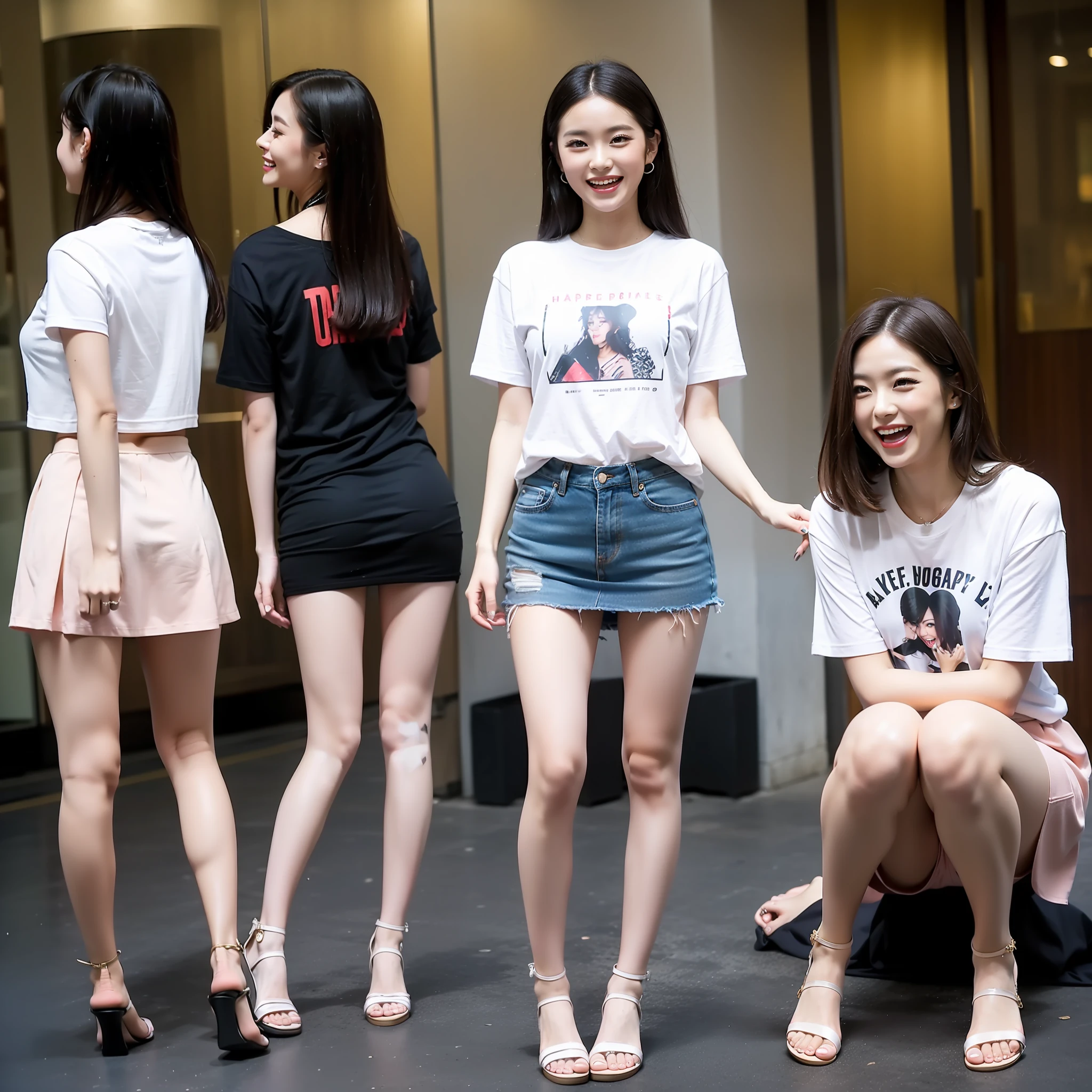 1 girl , realisticlying, best qualityer, ((Eye makeup))((((Lift up the long skirt)))),((sandals))((pantiess))(((Happy expression: 1.8)),full bodyesbian, (Larger chest), Twinkle, (20yr old), ((Skinny figure: 1.5)), (((tee shirt: 1.5)))), ((Nice hairstyle: 1.5)))), (((opening legs: 1.8)),((((ankle)))),((((Toes))))