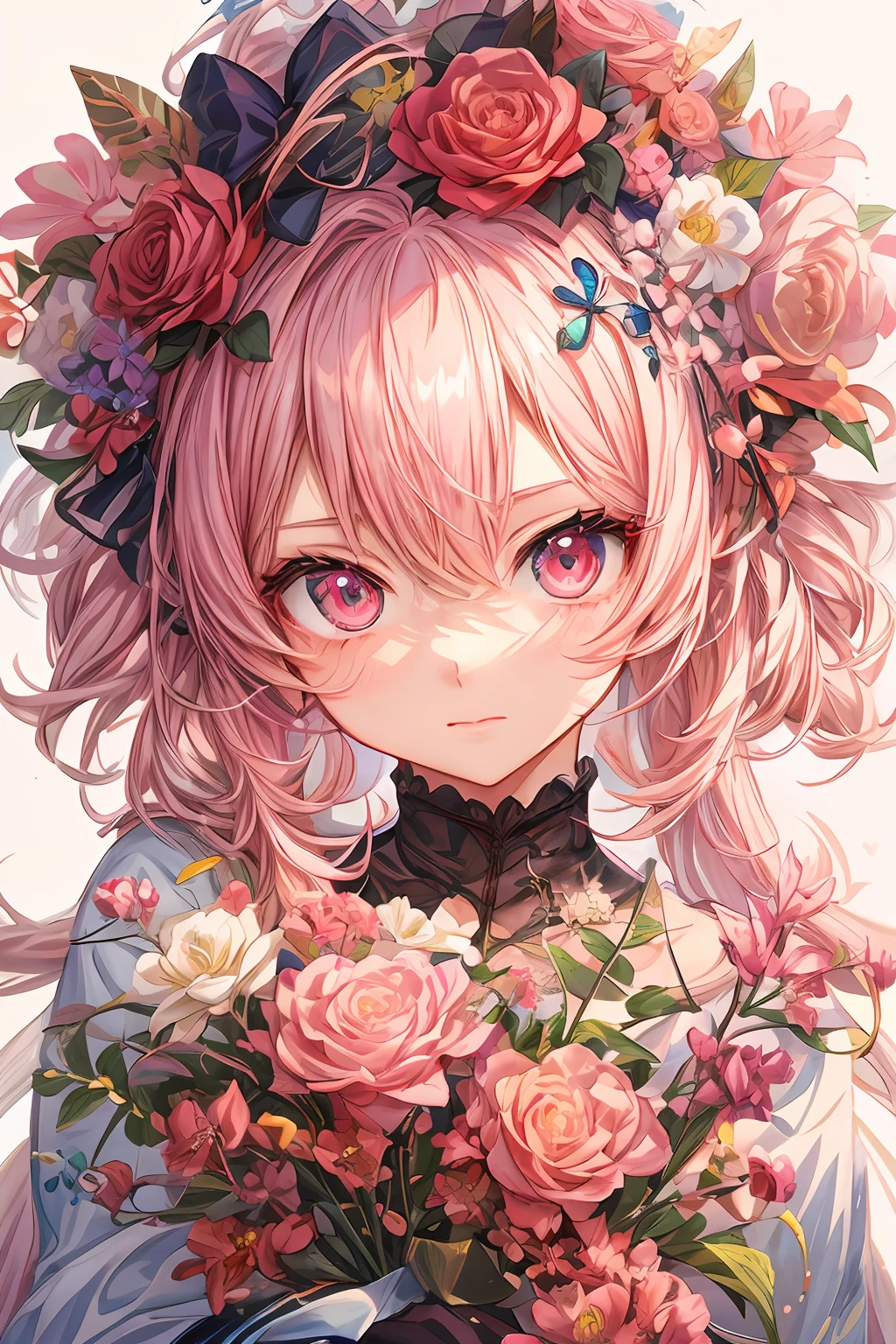 anime girl with flowers in her hair, detailed portrait of anime girl, detailed digital anime art, beautiful anime portrait, cute anime girl portraits, clean detailed anime art, stunning anime face portrait, guweiz, cute anime girl portrait, detailed anime artwork, anime visual of a cute girl, detailed anime art, portrait of cute anime girl, anime illustration, loli