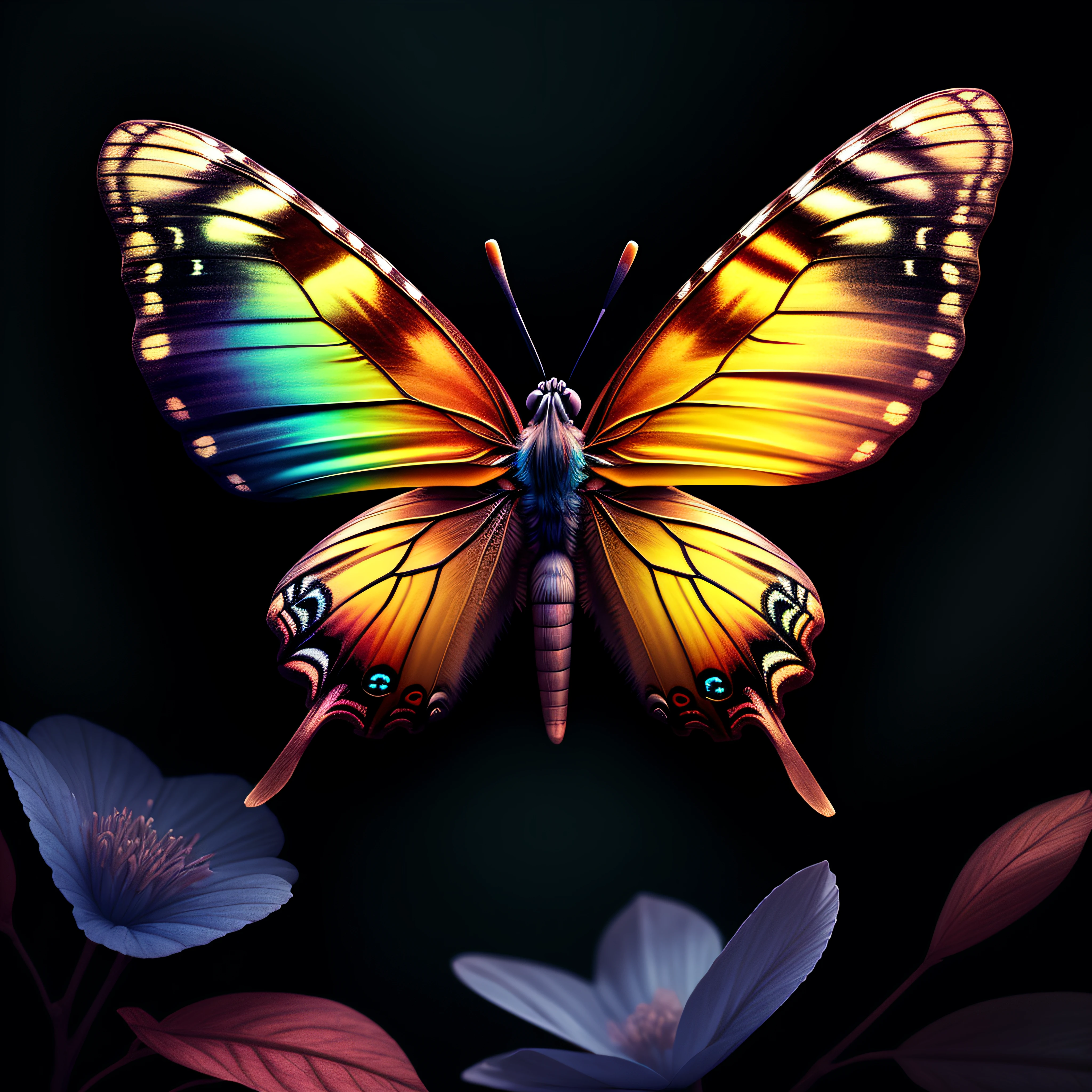 a butterfly, colorful,
yang08k, photography, beautiful, black background,
masterpieces, top quality, best quality, official art, beautiful and aesthetic, realistic,