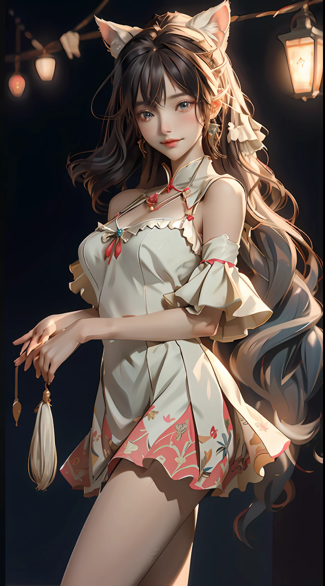 （down view），dynamic angle，ultra - detailed，illustratio，closeup cleavage，Looking directly at，1girll，（（souryuu asuka langley，cropped shoulders，short  skirt：1.4，White-haired girl）），Her eyes shone like dreamy stars，（Glowing eyes：1.233），（beautiful and detailed eye：1.1），（expressiveless，Keep your mouth shut），（standing on your feet），（the night：1.2），Dream-like，[[Delicate fingers and hands：0.55]：：0.85]，（detail finger），