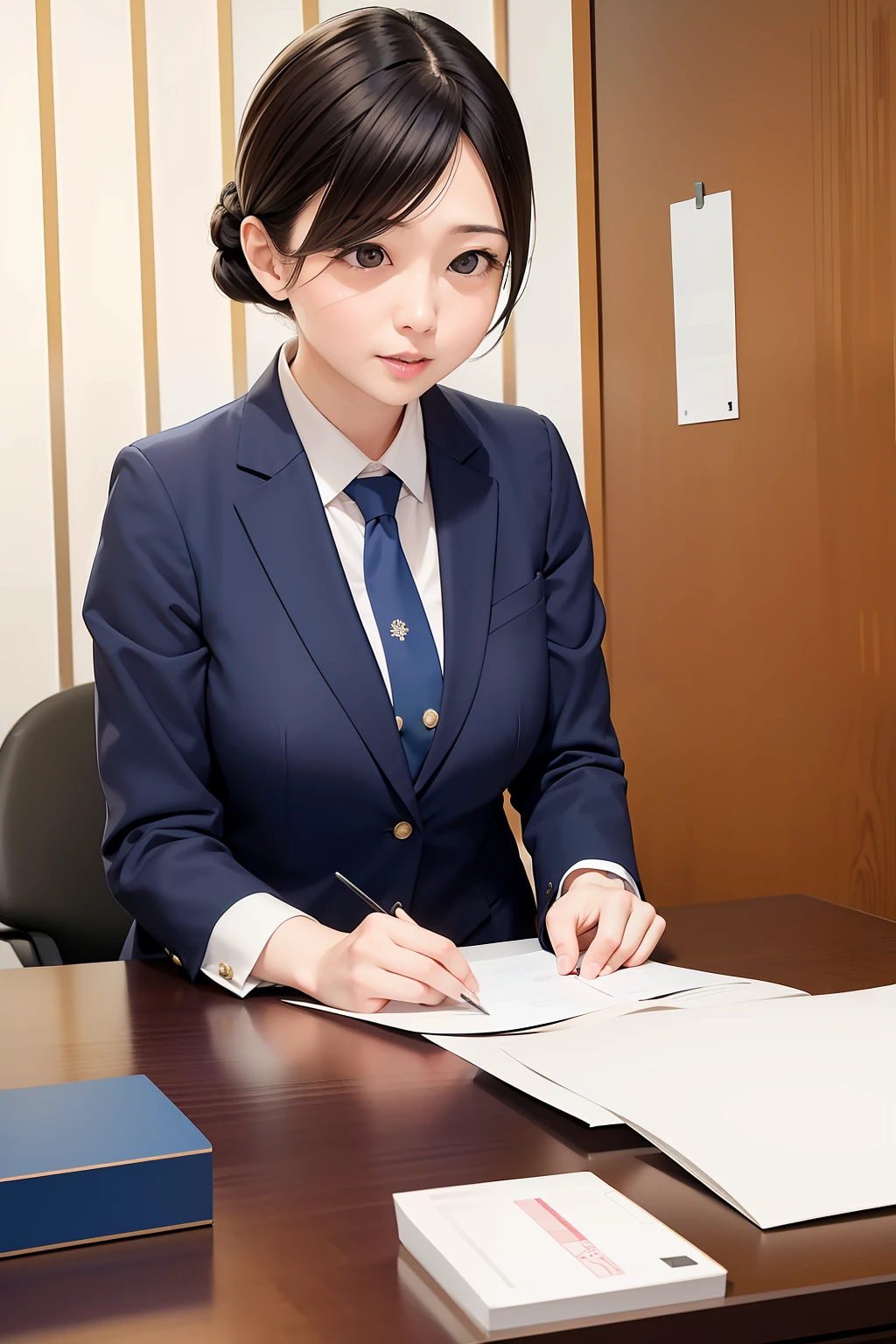 Akasaka、7th order、office、Working on holidays、35-year-old female president working on a computer