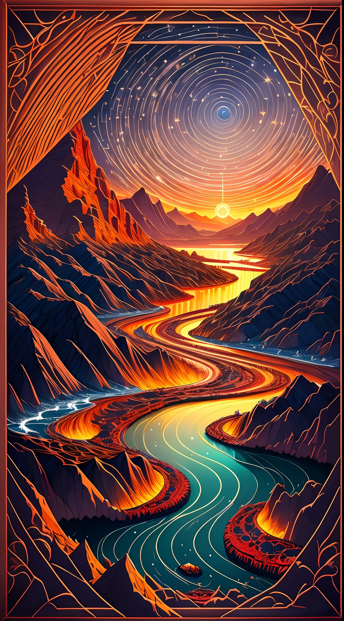 Beautiful earth full of water and lava, Intricate, Masterpiece, expert, insanely details, 4K, composition, The frames, Centered, symetry, picure, Intricate, voluminetric lighting, Beautiful, rich deep colors masterpiece, Sharp focus, Ultra detailed, in the style of dan mumford and marc simonetti, astrophotography