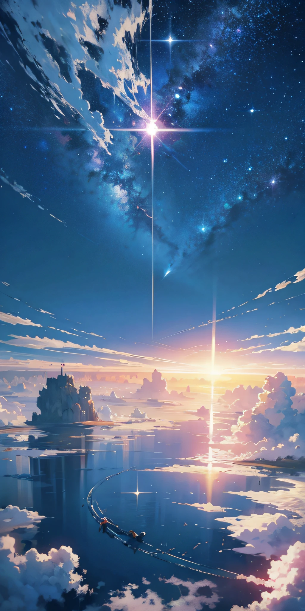 ridiculous resolution, high resolution, (masterpiece:1.4), super detailed, 1boy, seen from above, space, floating, --v 6