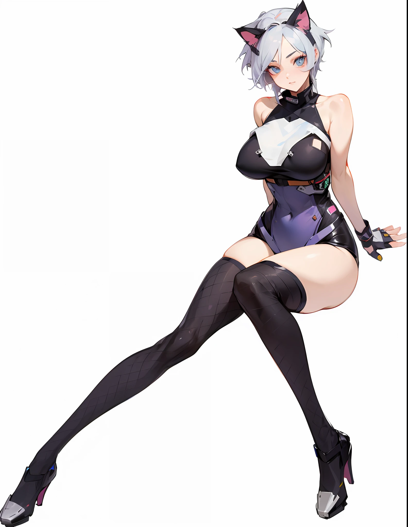 Uma personagem feminina,Cat ears,cyber punk perssonage