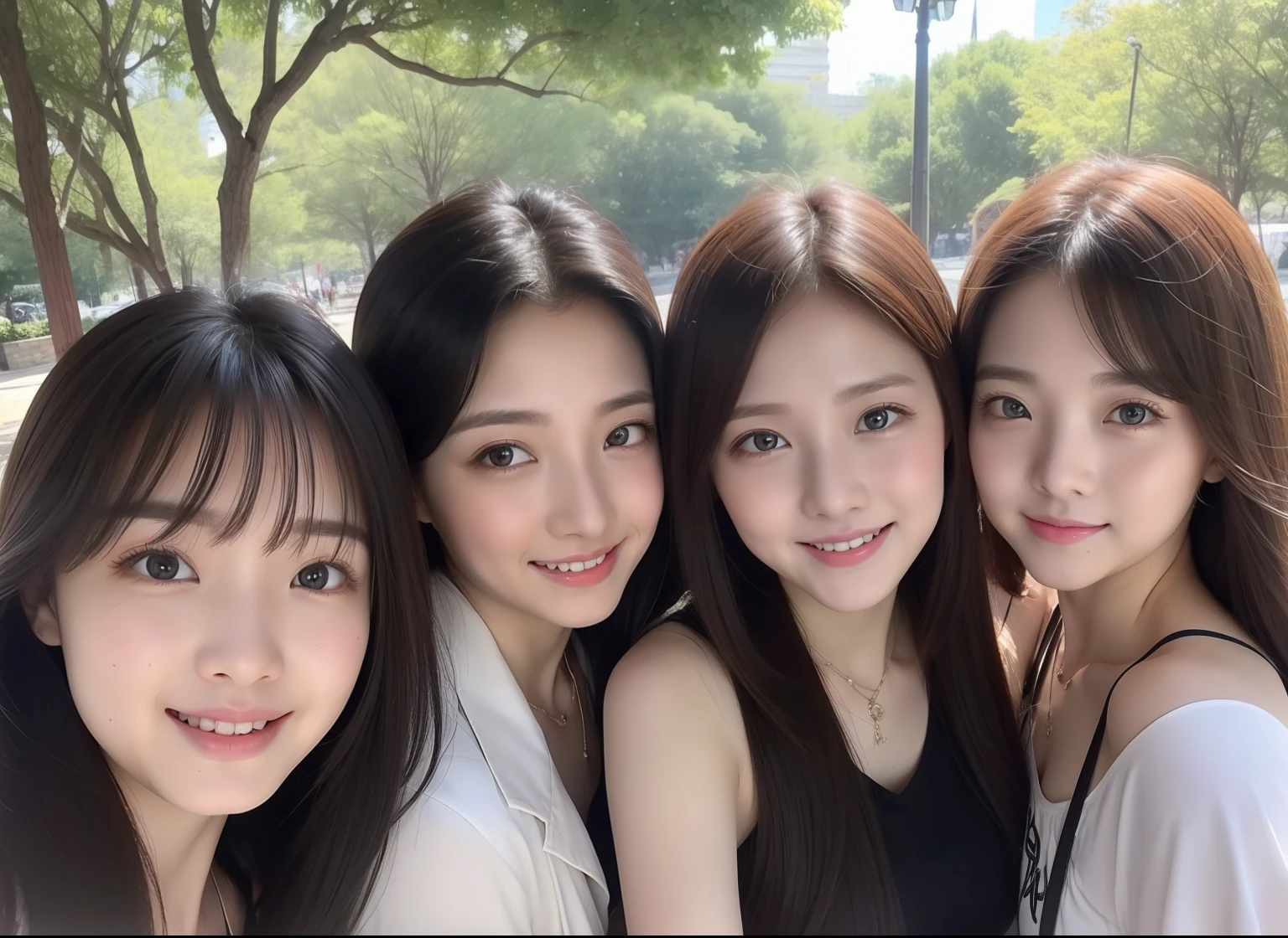 Daytime bandstand、Three beautiful girls、ren、cute little、Unclear、Don't、The upper part of the body、takeout