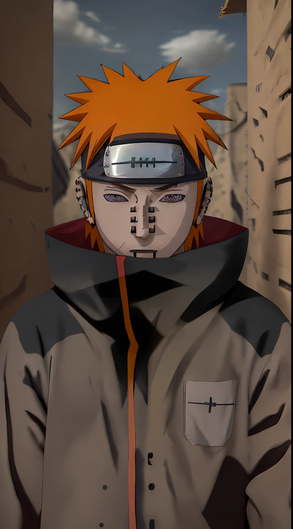 Pain akatsuki naruto shipudden papel de parede obra prima, alta resolução, 8k, alta qualidade, cinematografic, papel de parede, art-station, fundo de campo ensolarado, detalhes intrincados, hiperdetalhado, detalhes insanos