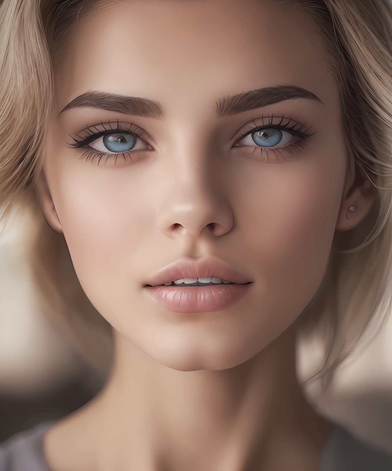 fashion model 25 years old, [[[[closeup]]]], [[[[chest]]]], [[[[neck]]]], [[[[shoulders]]]], perfect detail eyes, perfect iris, perfect lips, perfect teeth, perfect skin, volume light, HDR, (muted colors:1.2)