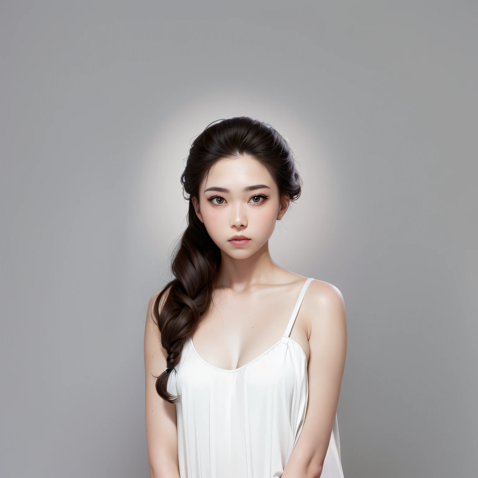 Woman in white suspenders