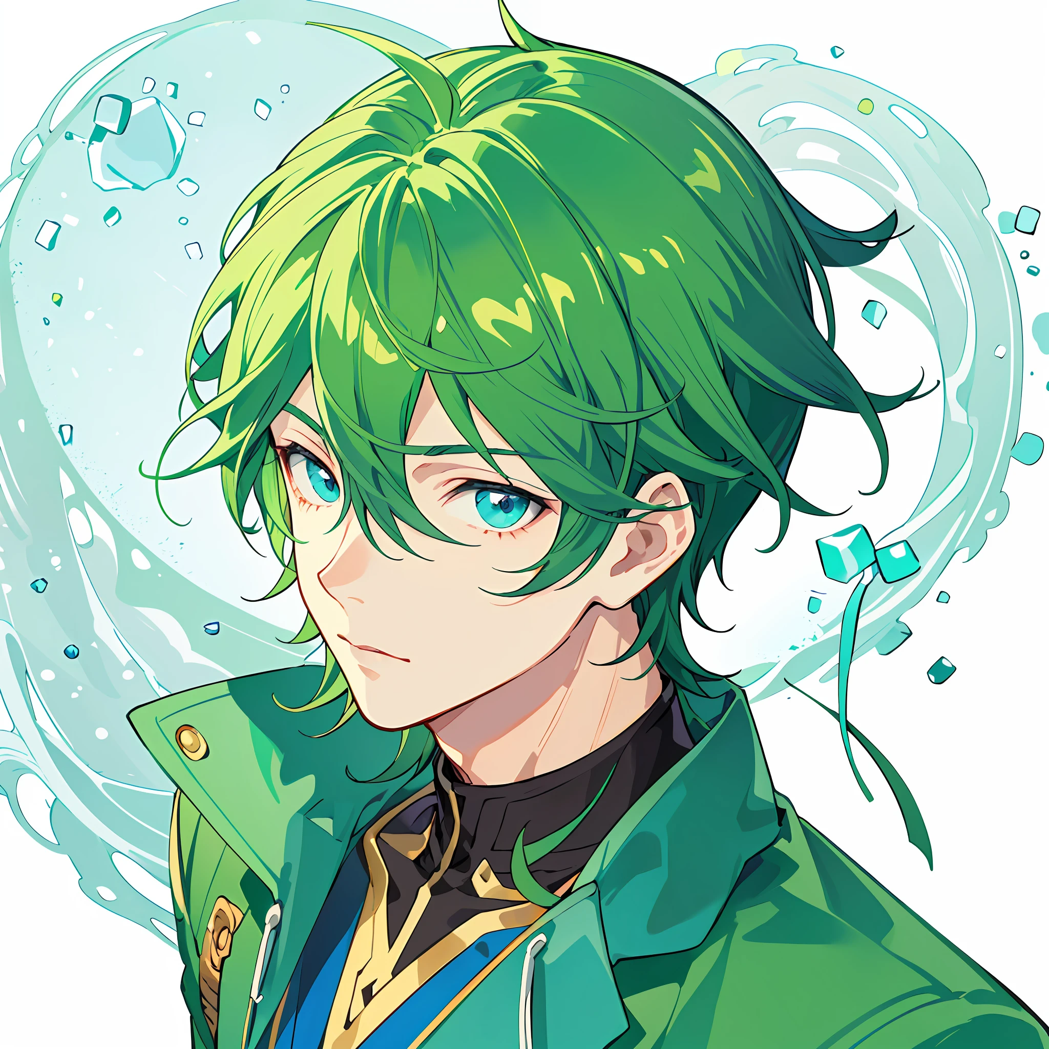 Anime - a stylish image of a man with green hair and a green jacket, fukaya yuichiro, Beautiful androgynous prince, shigenori soejima illustration, Anime portrait of a handsome man, handsome guy in demon killer art, Delicate androgynous prince, male anime character, Anime handsome man, young anime man, koyoharu gotouge, Handsome prince