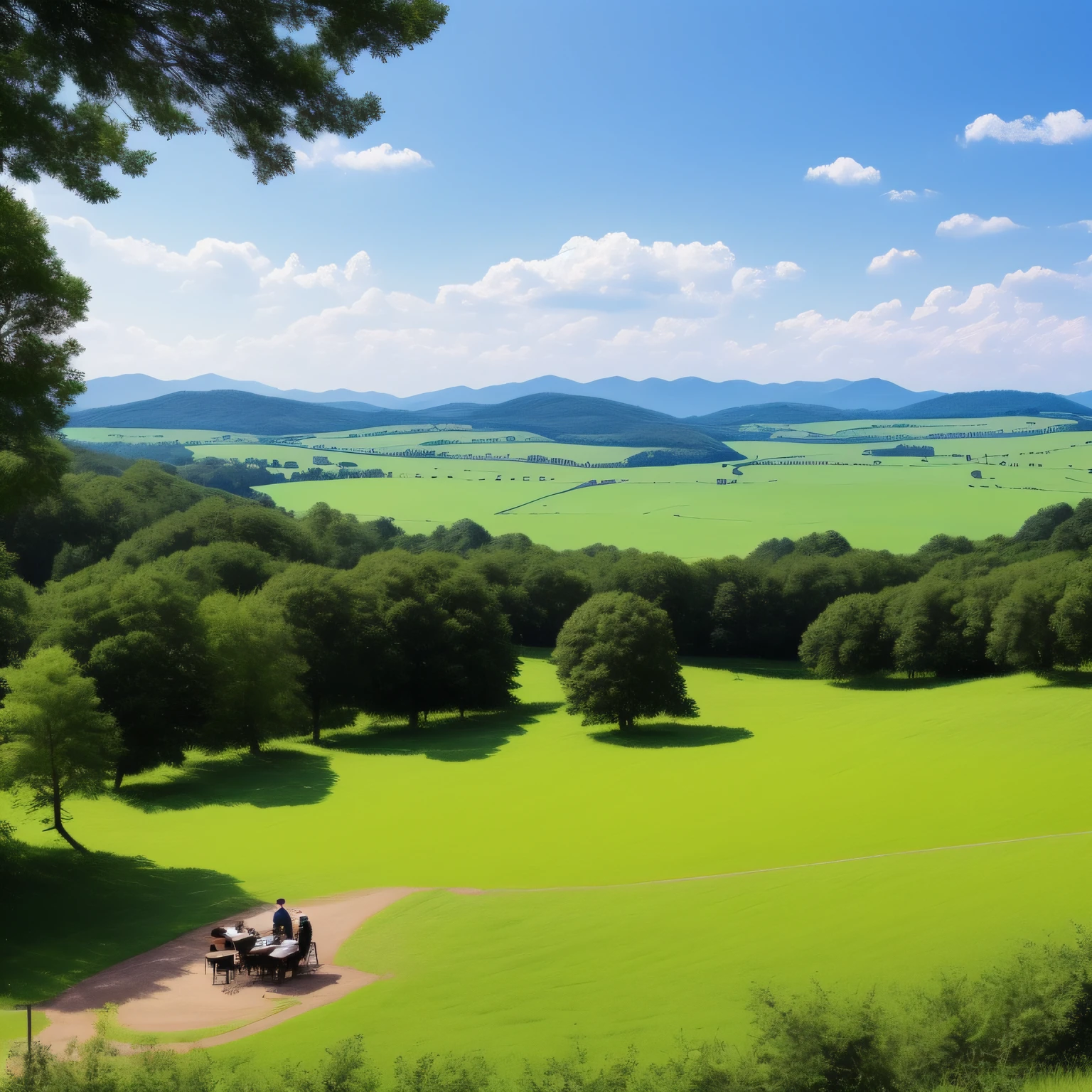 (masterpiece、hightquality、high-level image quality)、great outdoors、countryside view、(Beethoven composition Symphony No. 6『country』)、(Kenji Miyazawa『Ihatov』)、rays of sunshine、