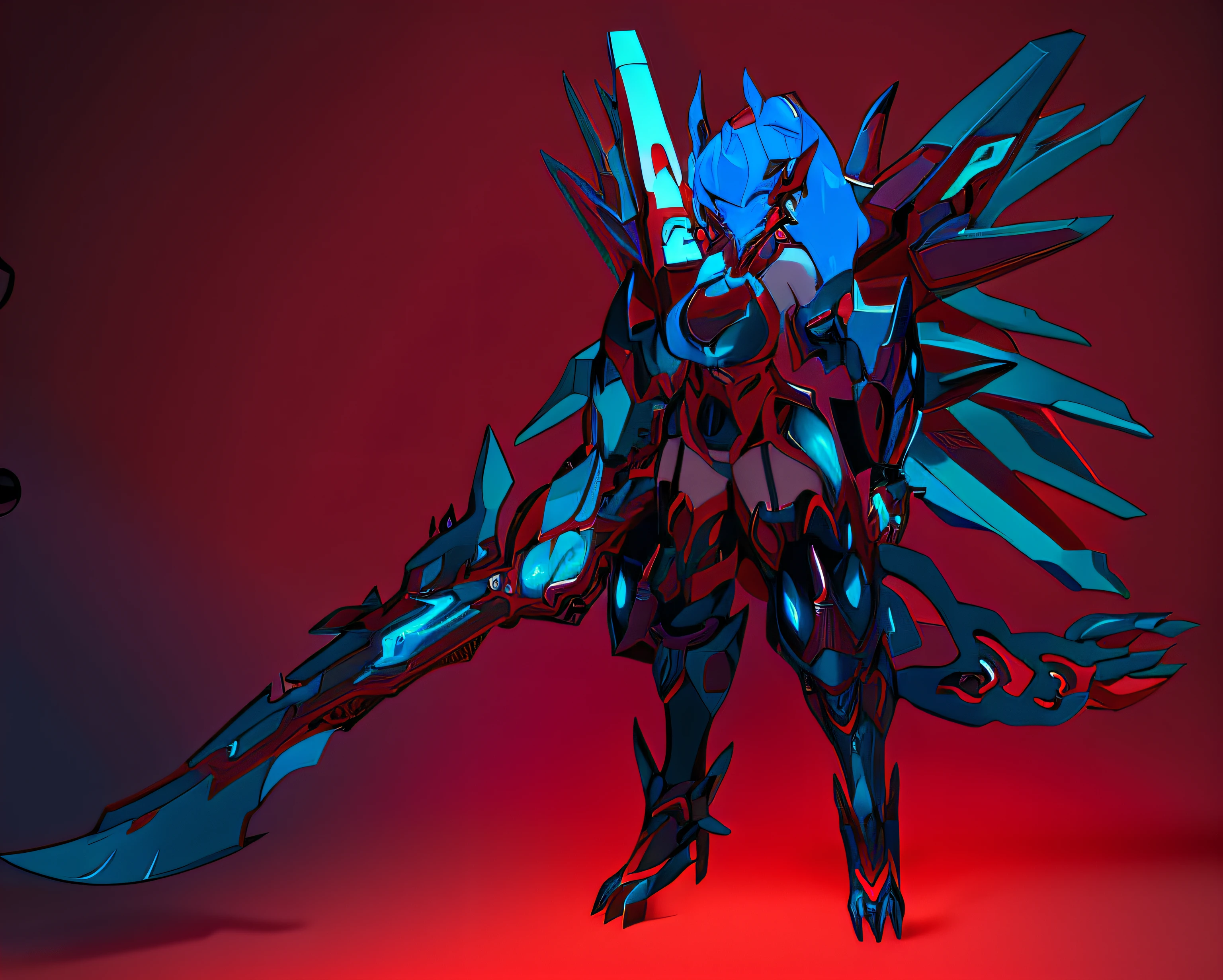 A woman dressed in black and red holds a sword, as a badass monster hunter, in monster hunter armor, Anime monster girl, demonic dragon inspired armor, with scaly-looking armor, sleek mecha female dragon head, human and dragon fusion, robot mecha female dragon head, full body dragon concept, queen of blades, best anime character design
