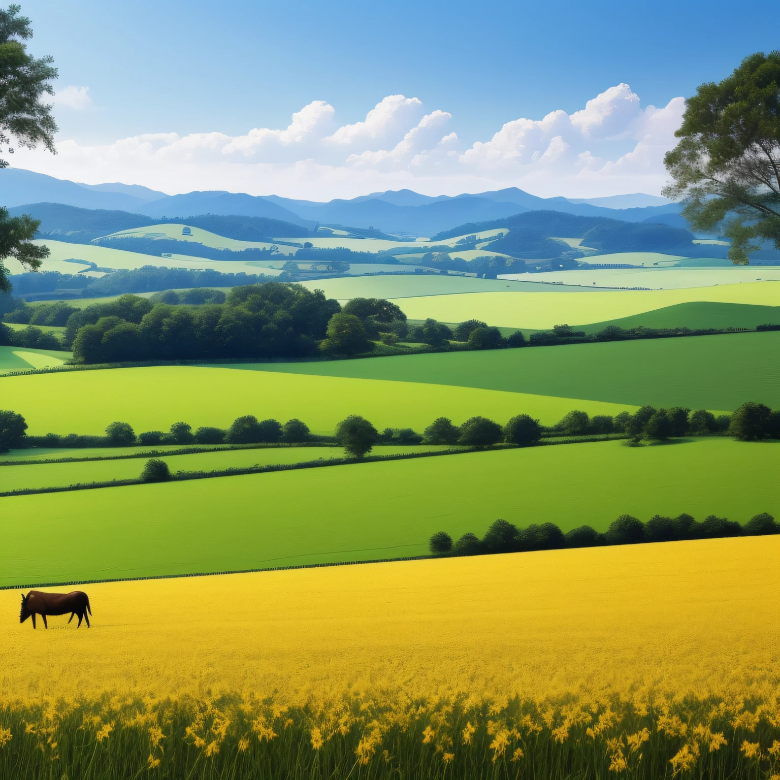 (masterpiece、hightquality、high-level image quality)、great outdoors、countryside view、(Beethoven composition Symphony No. 6『country』)、(Kenji Miyazawa『Ihatov』)、rays of sunshine、Farmers doing farm work、Rice、