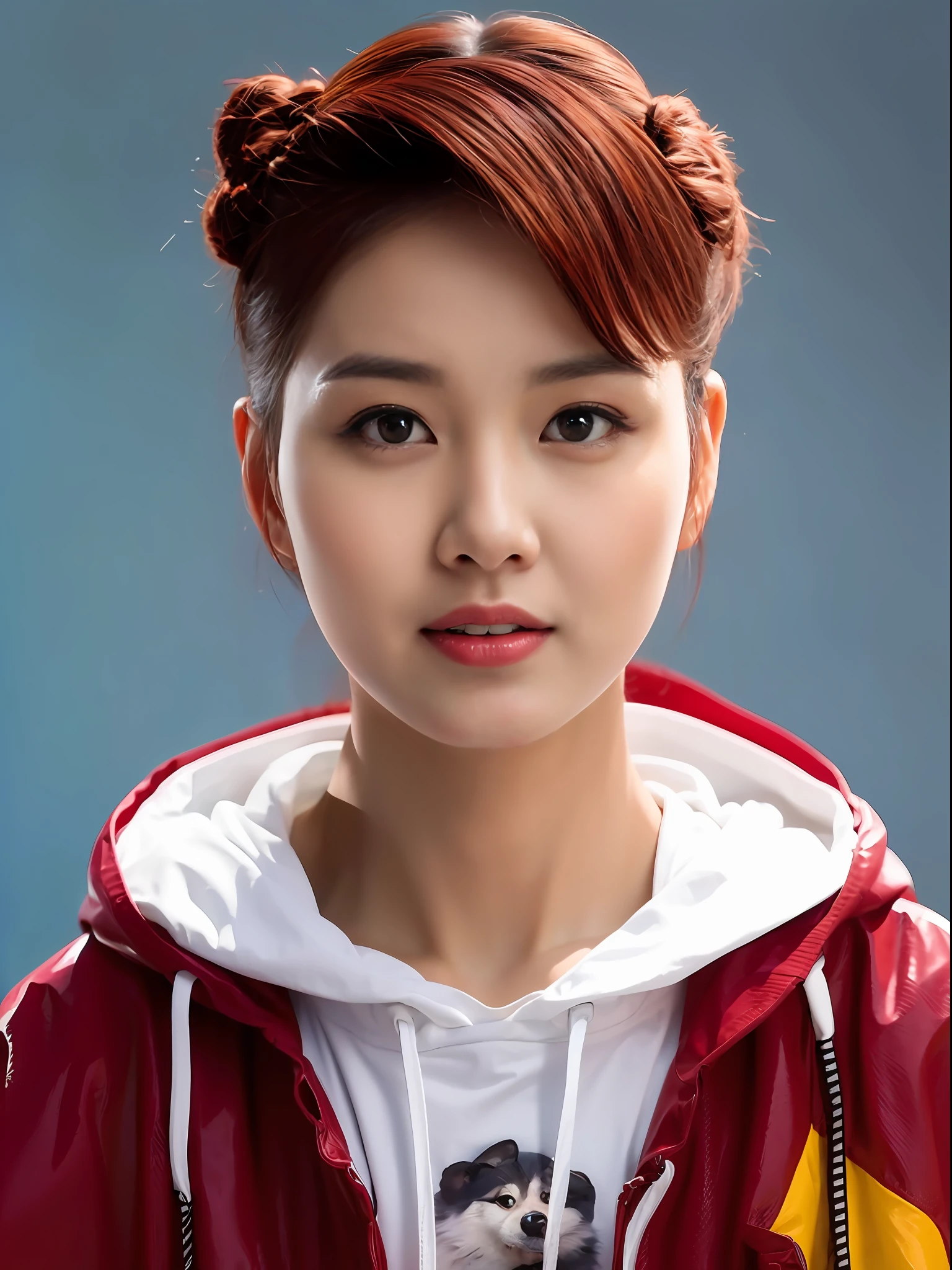 Masterpiece, (Ultra detailed), (Animal anthropomorphism), Gangster theme, Wolf tie face, Handsome, PVC green trench coat, Highest quality, Single focus, (skimming: 1.1), Muscle Woman, The upper part of the body, Solid color background image，Intricate (High detail: 1.1) illusory engine.
