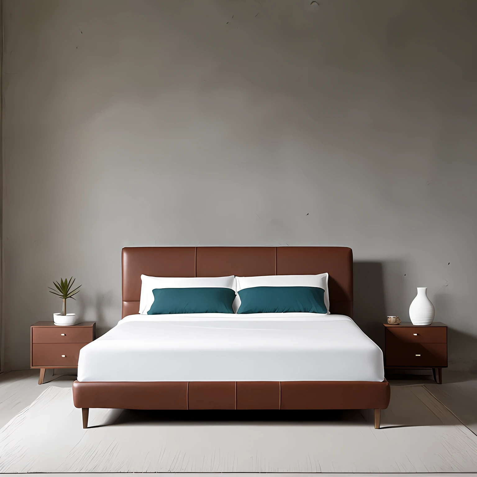 Italian minimalist leather soft bed